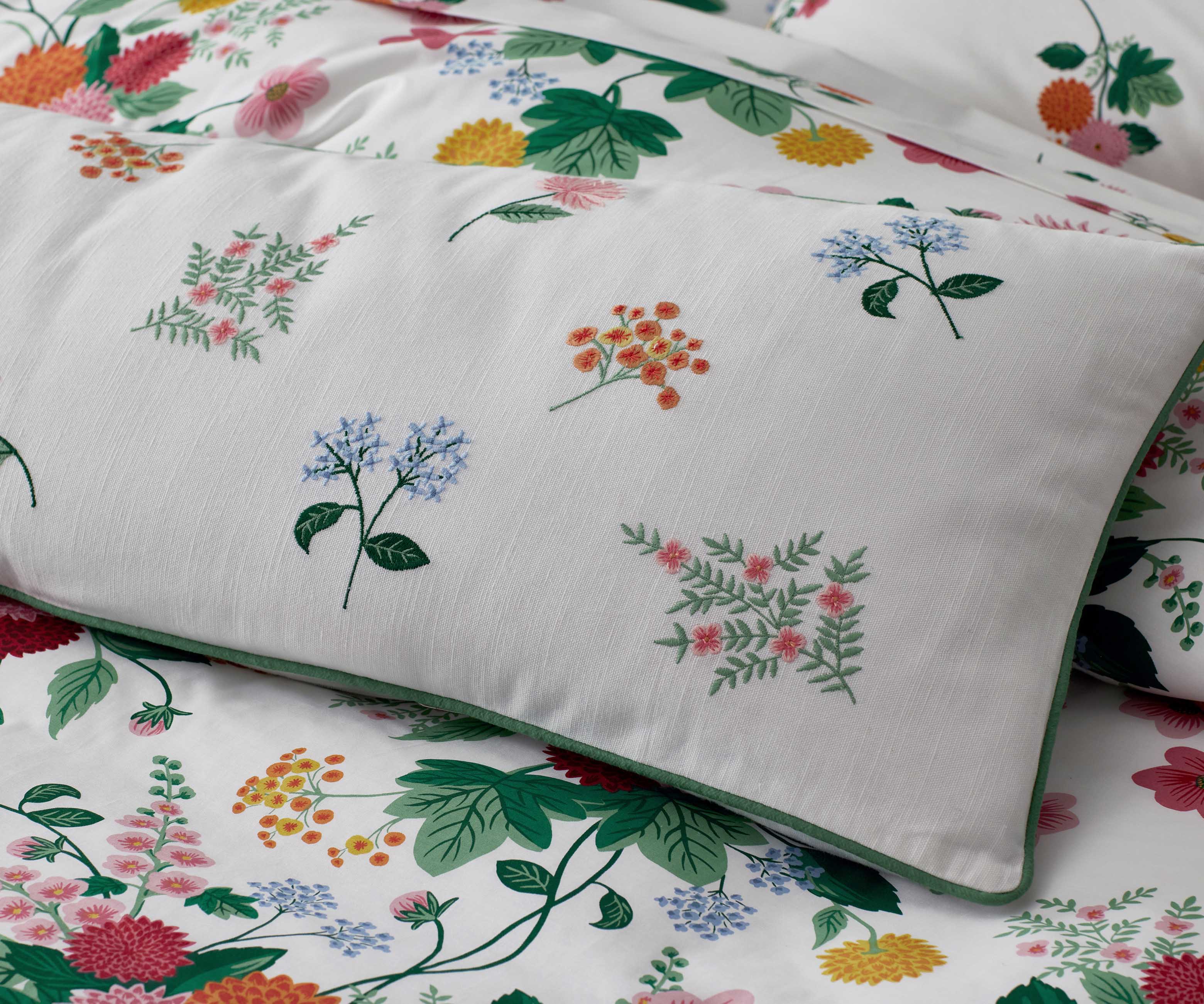 Embroidered Lumbar Pillow Cover - Dahlia