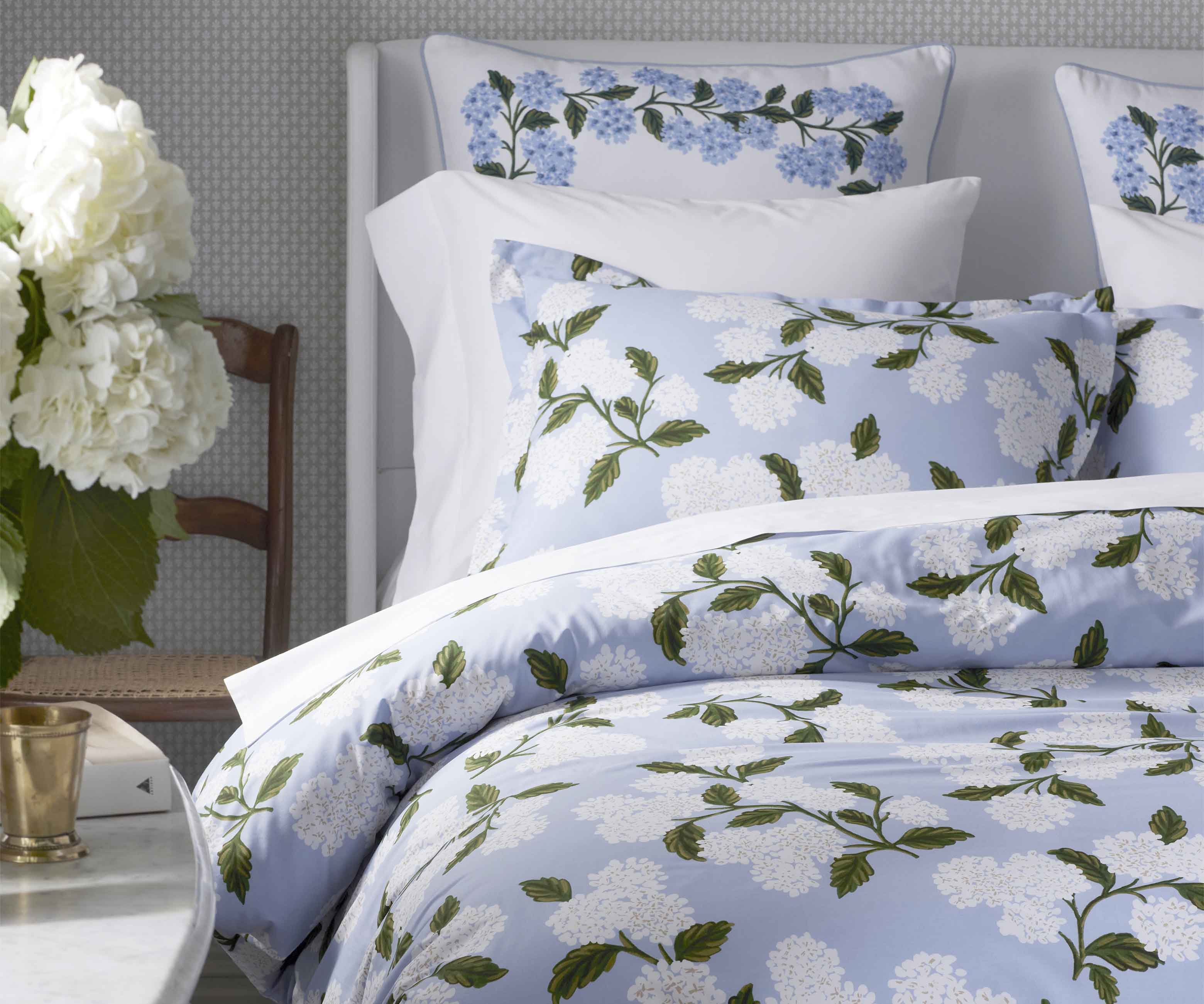 Embroidered Pillow Cover - Hydrangea