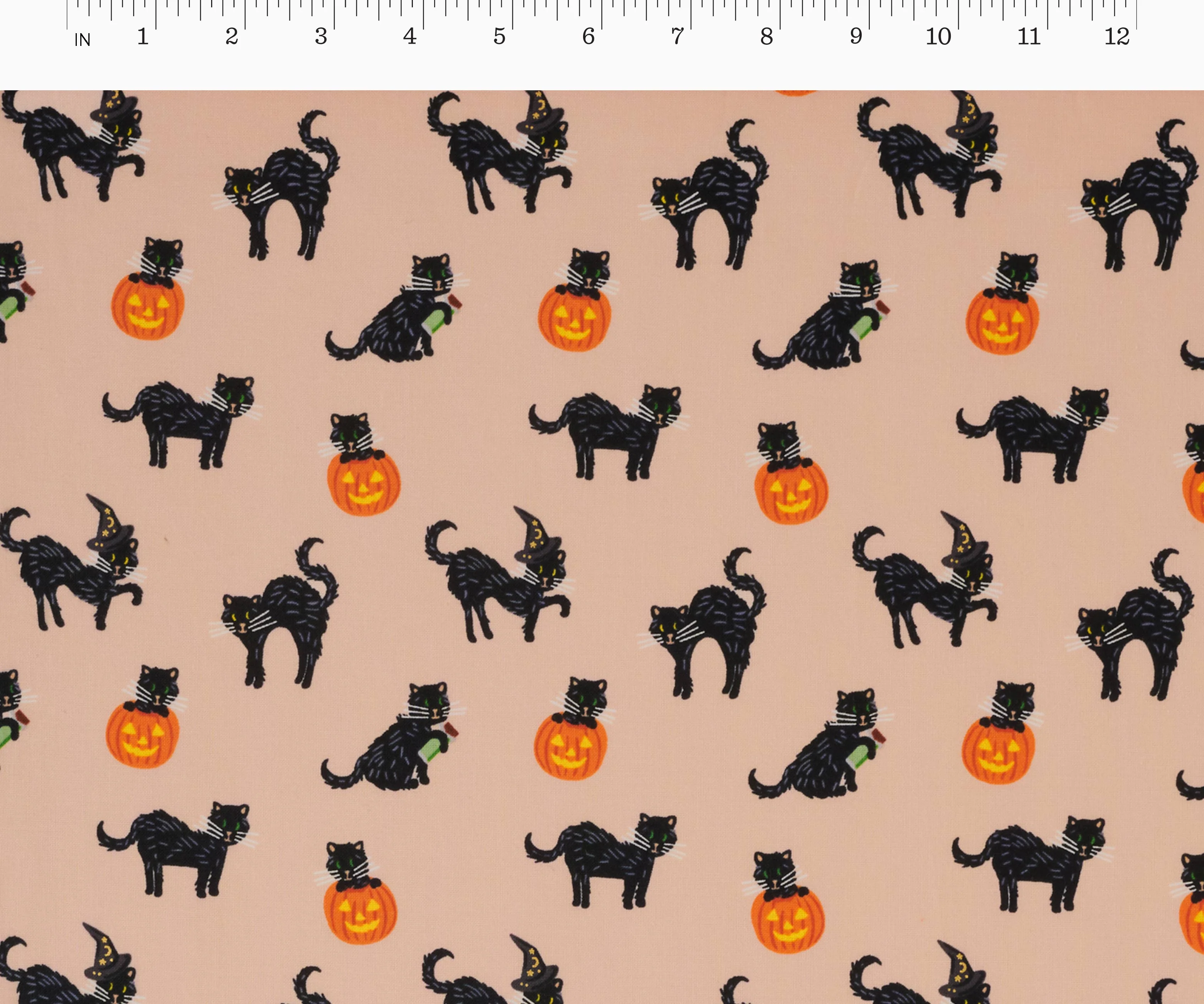 Black Cat Cotton Metallic Fabric - Blush