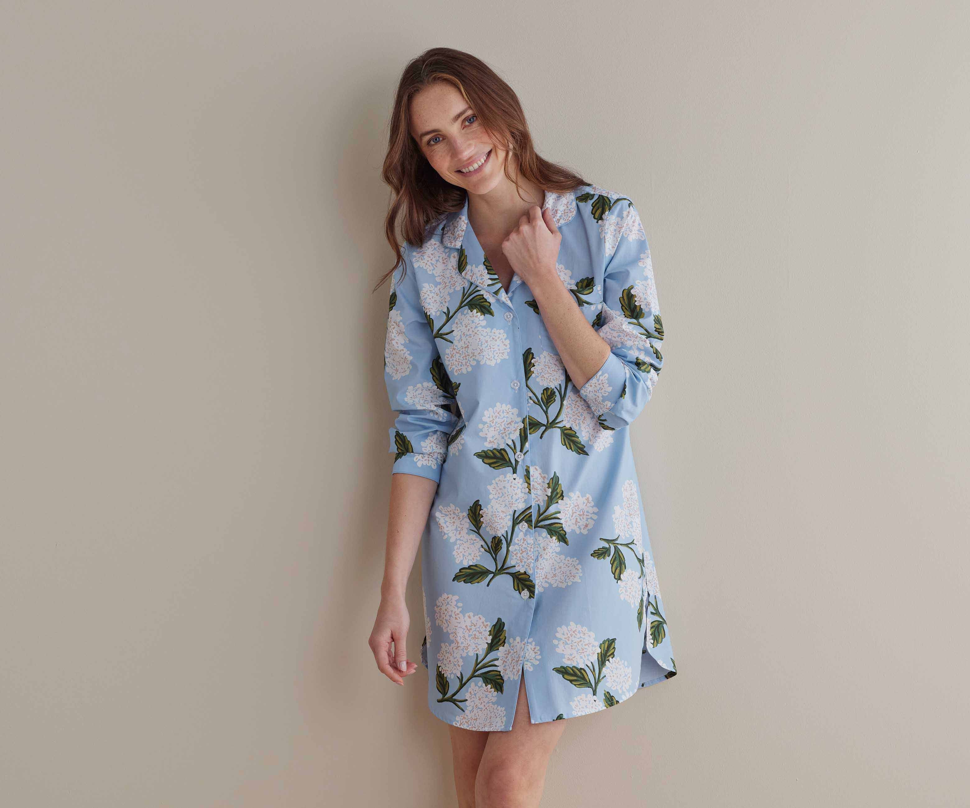 Poplin Nightshirt - Hydrangea