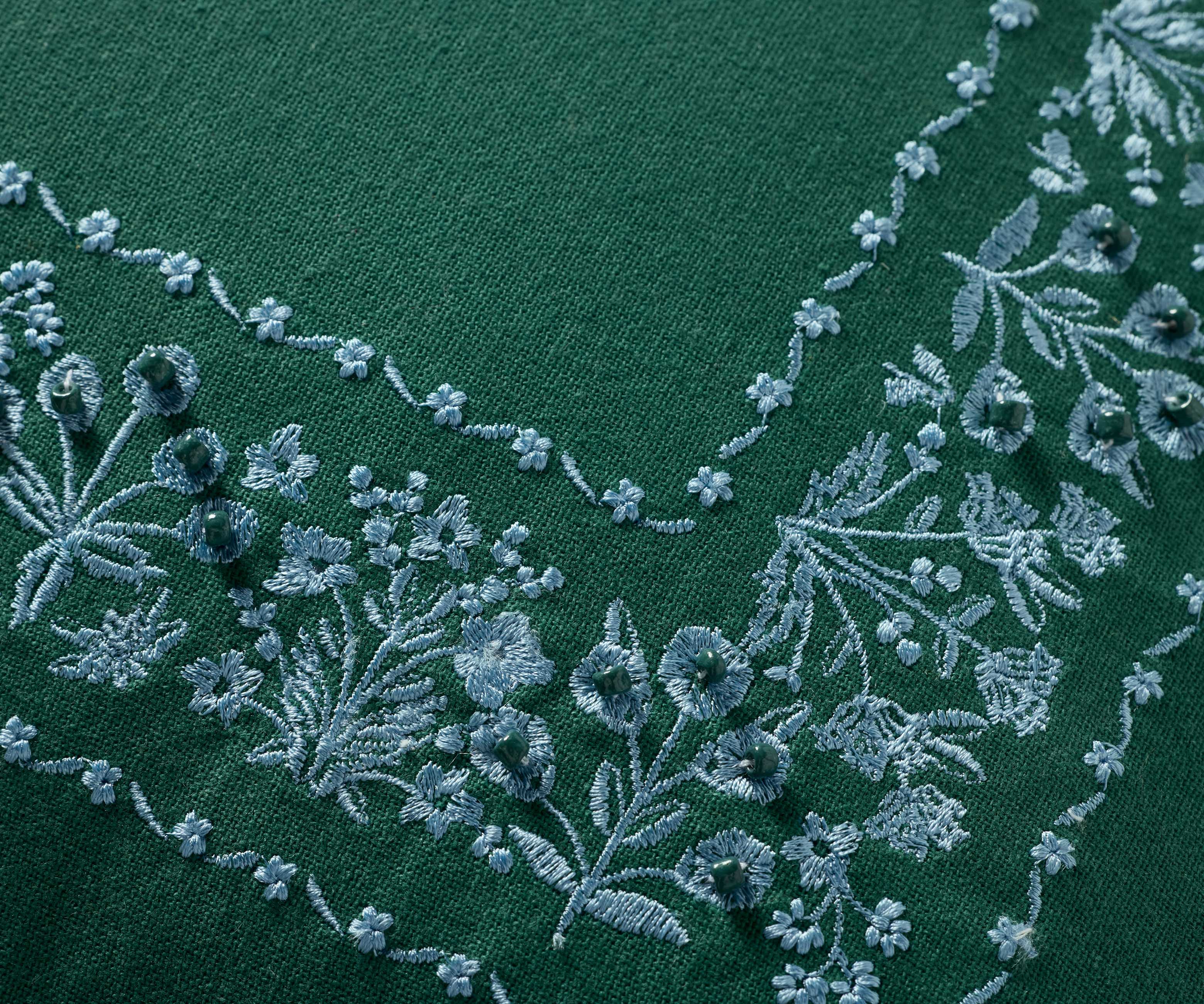 Estee Border Embroidered Pillow - Hunter