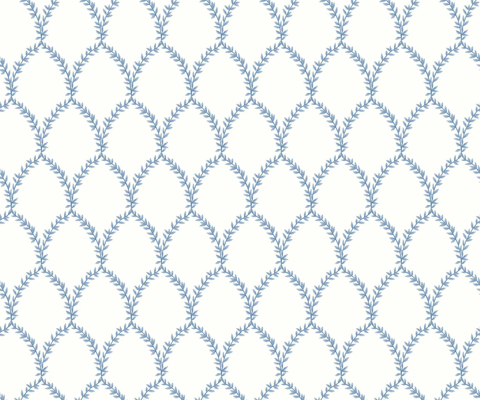 Laurel Wallpaper - Blue & White