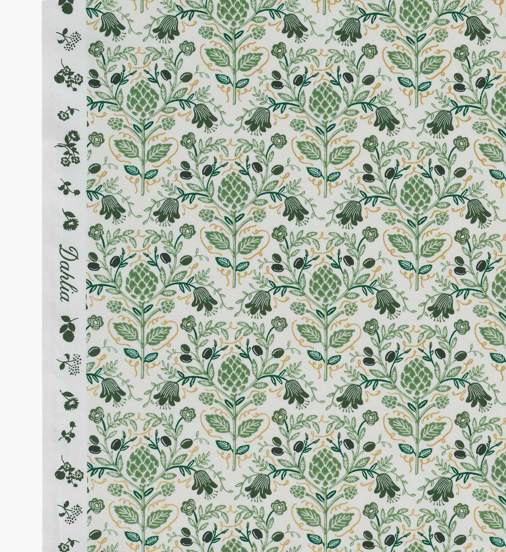 Artichoke Cotton Metallic Fabric - Cream