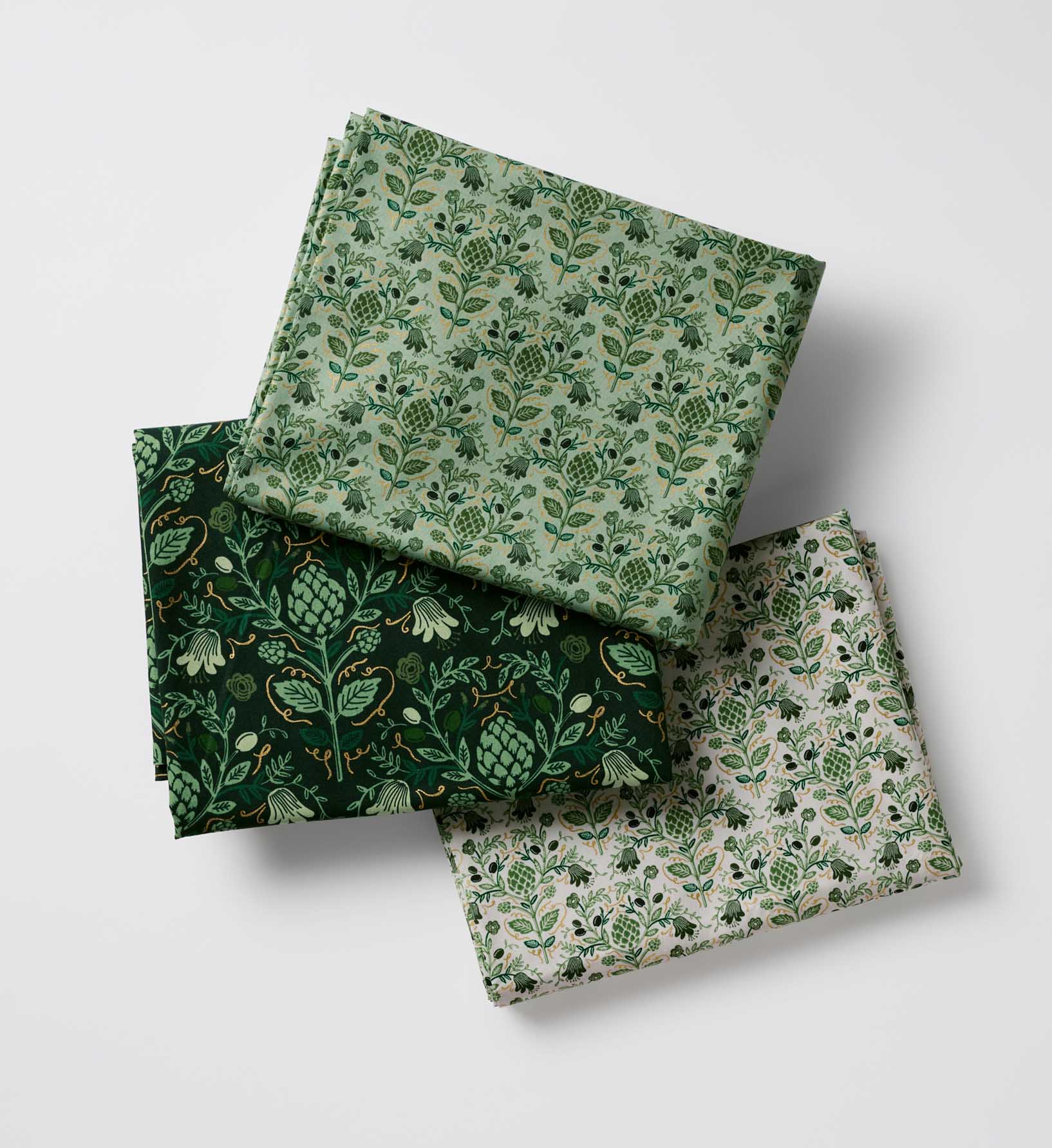 Artichoke Canvas Metallic Fabric - Hunter