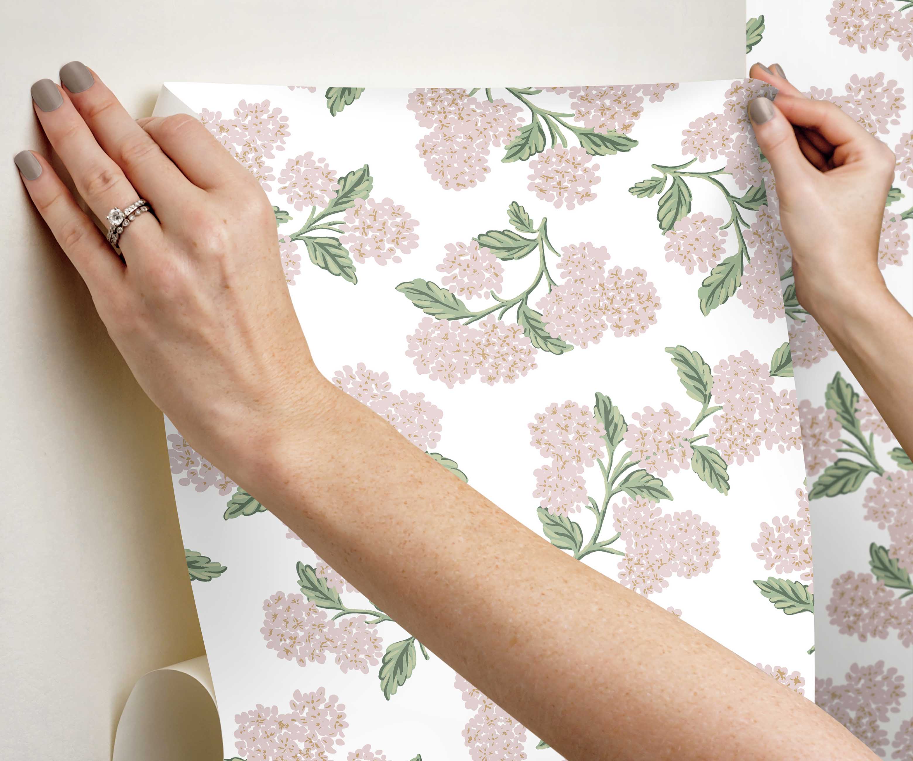 Hydrangea Peel & Stick Wallpaper - Pink & White