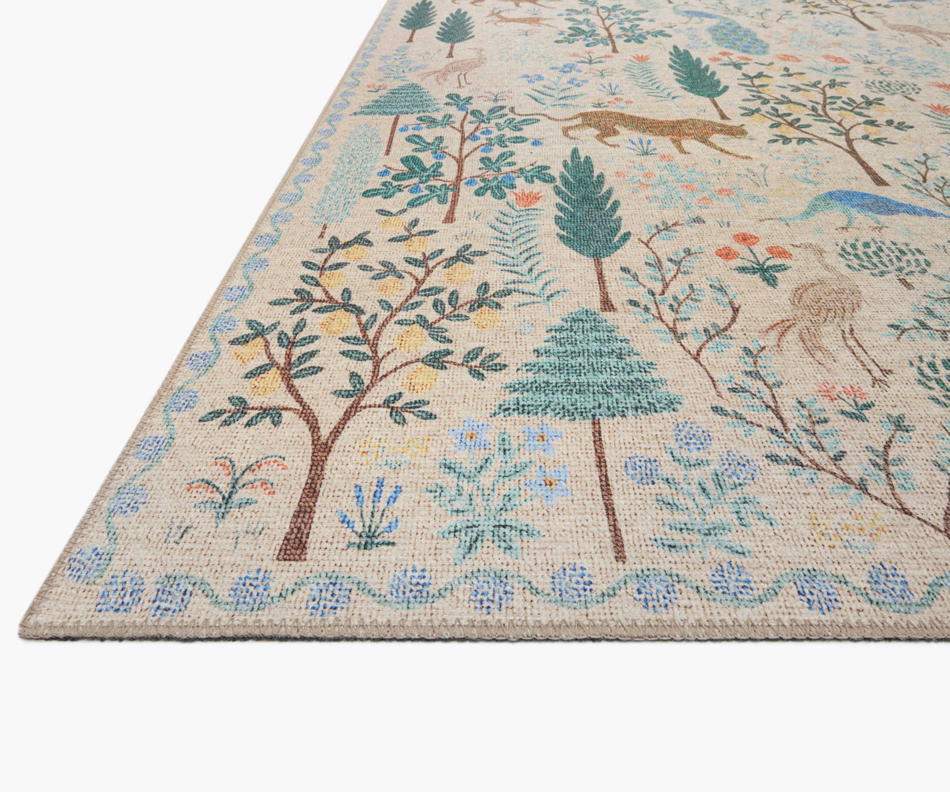 Menagerie Forest Printed Rug - Cream