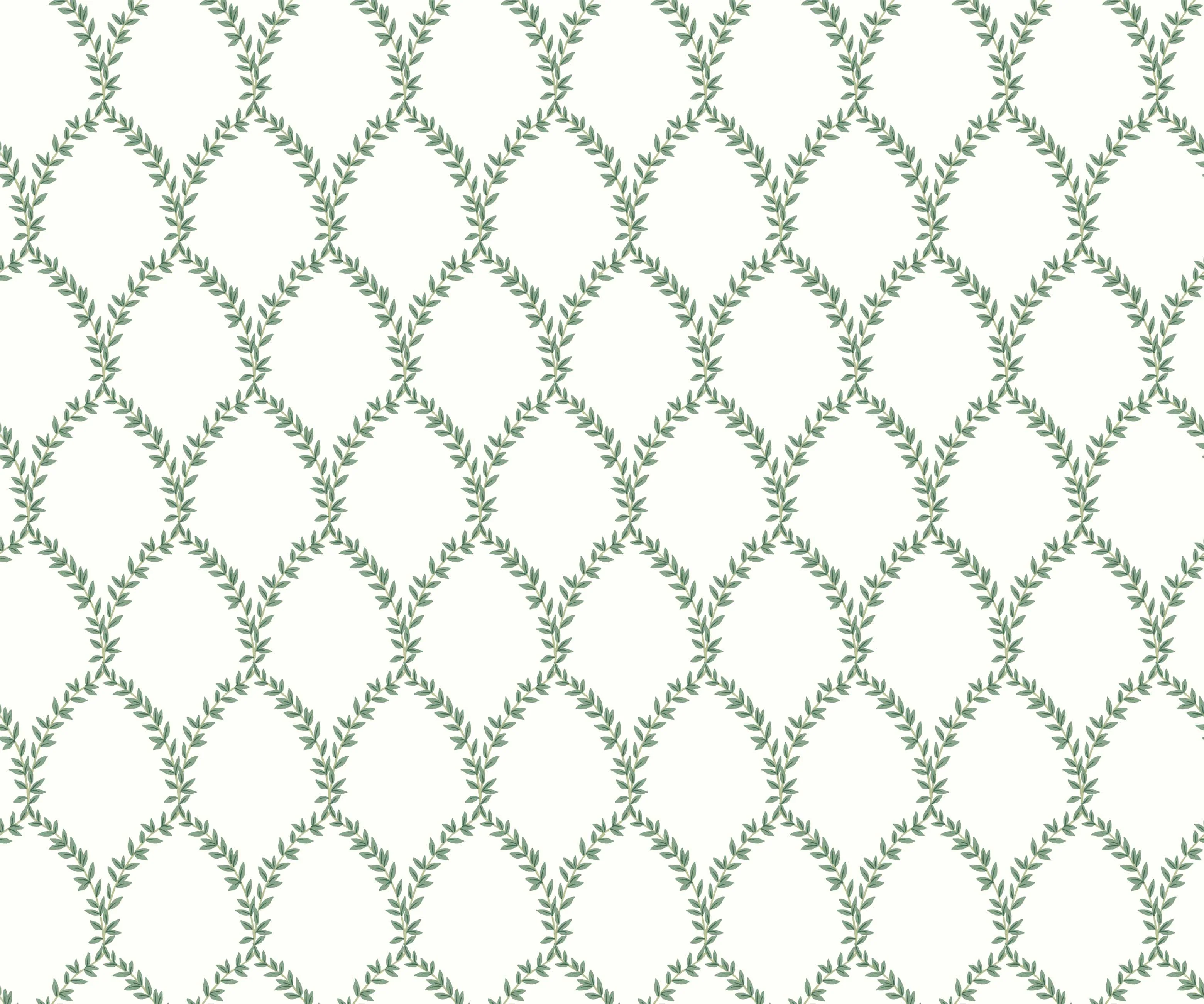 Laurel Wallpaper - Green & White