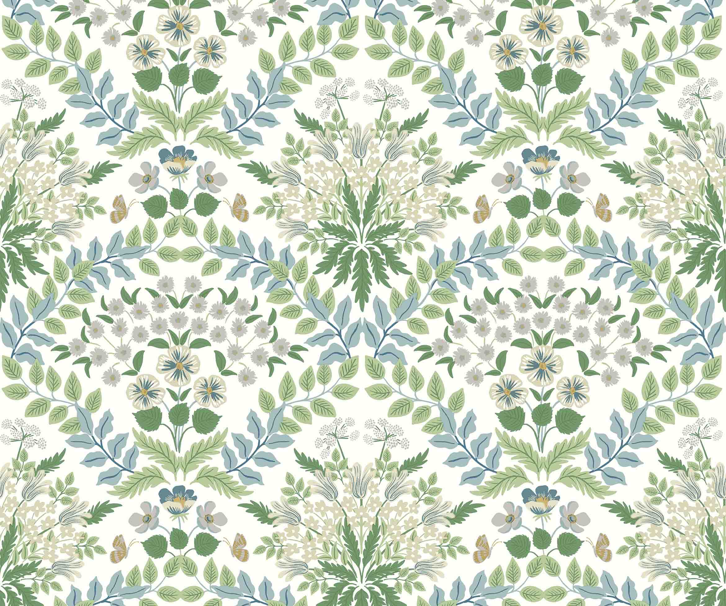 Bramble Wallpaper - Blue & Green