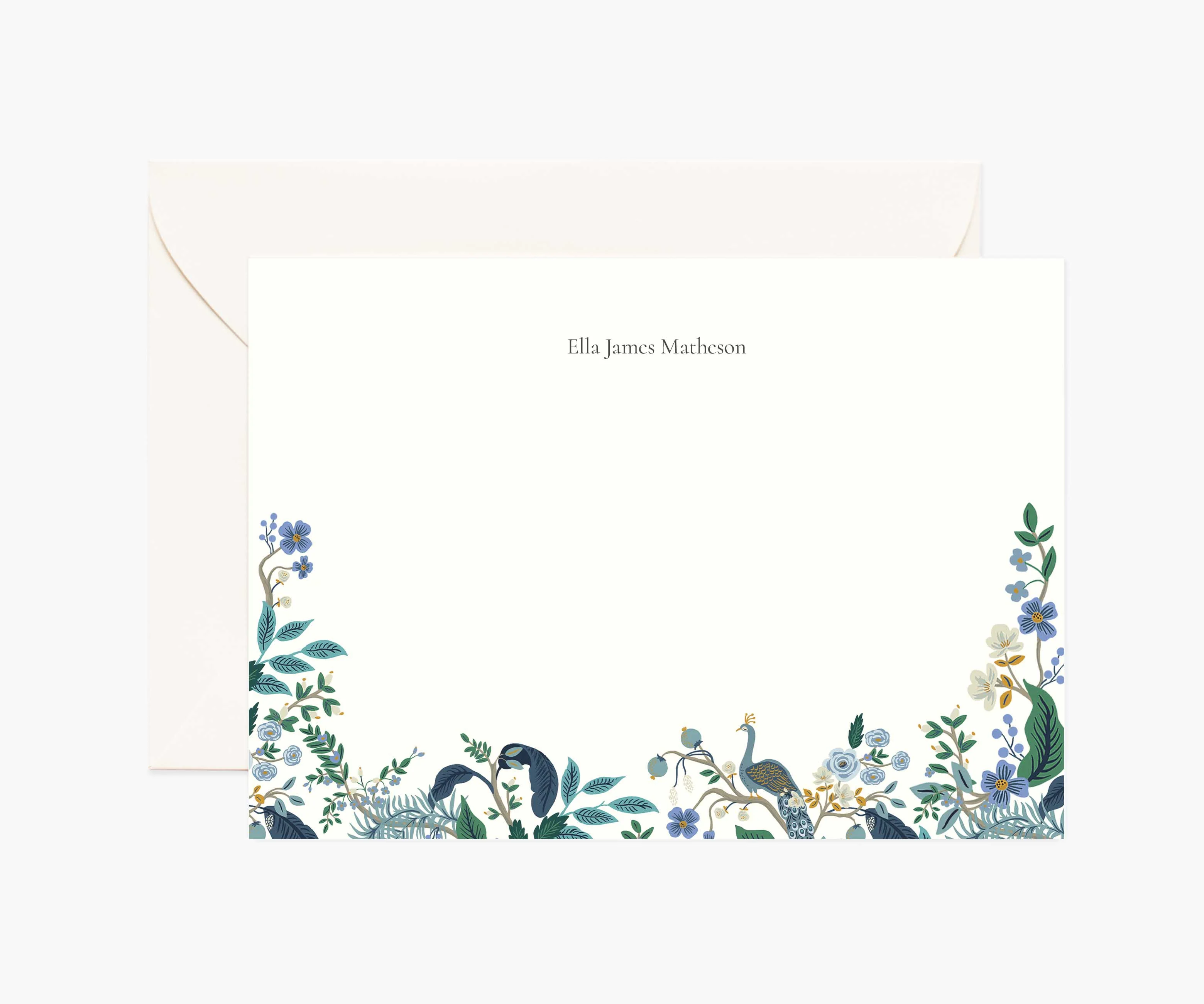 Floral Personalized Stationery  - Peacock