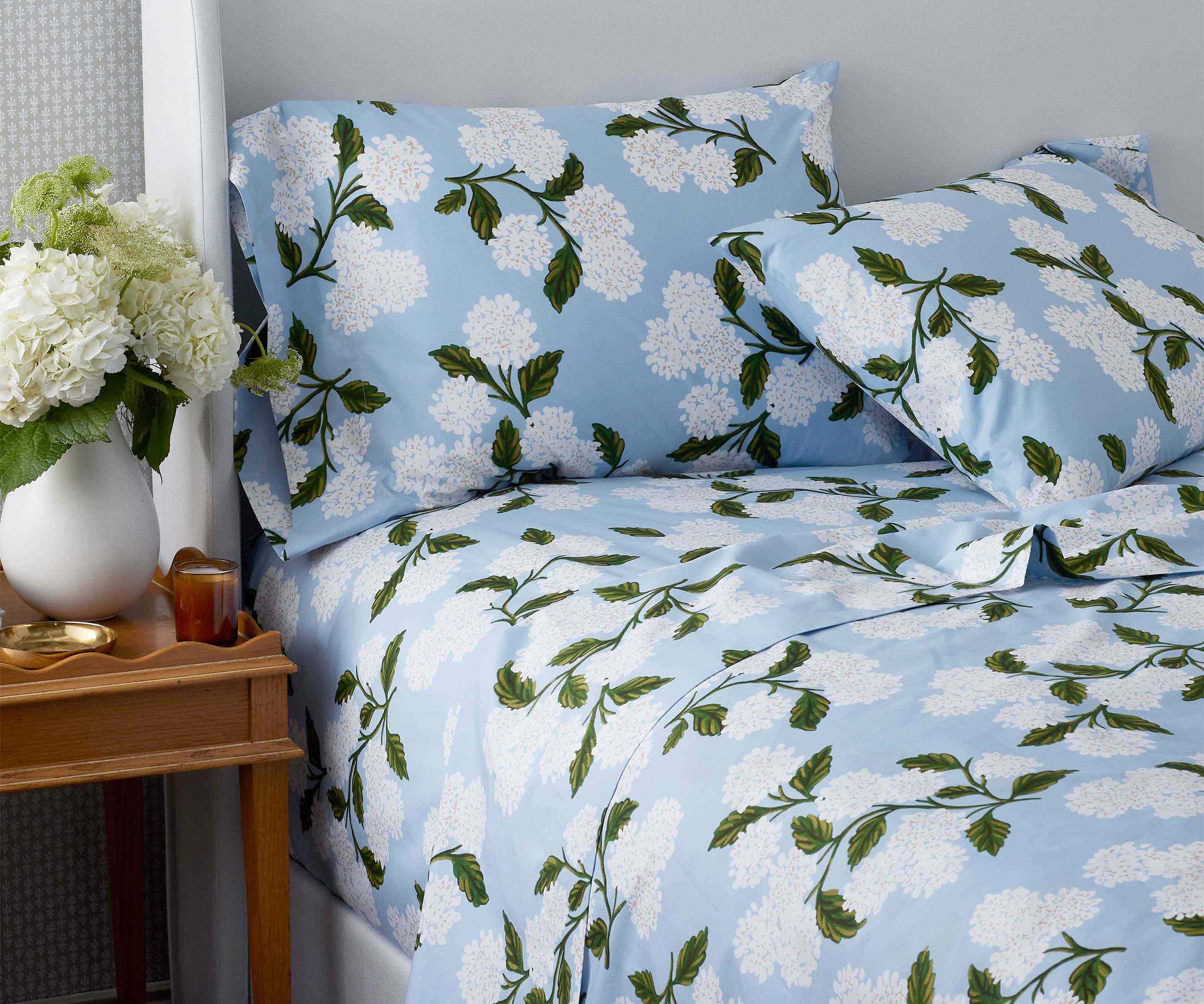Percale Pillowcases - Hydrangea