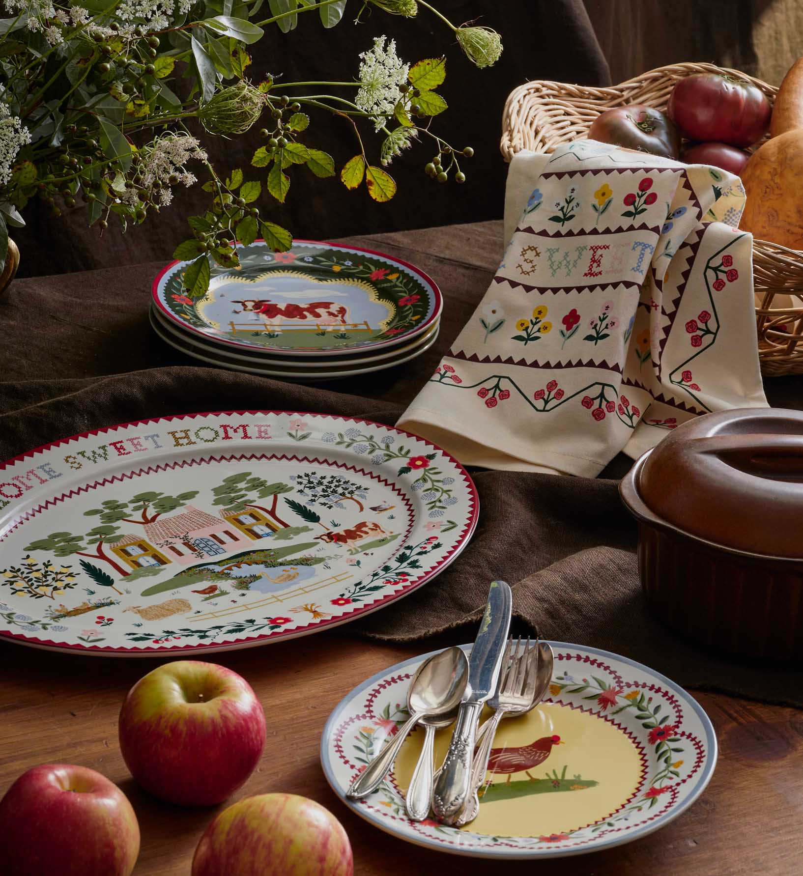 Porcelain Dessert Plate Set - Home Sweet Home