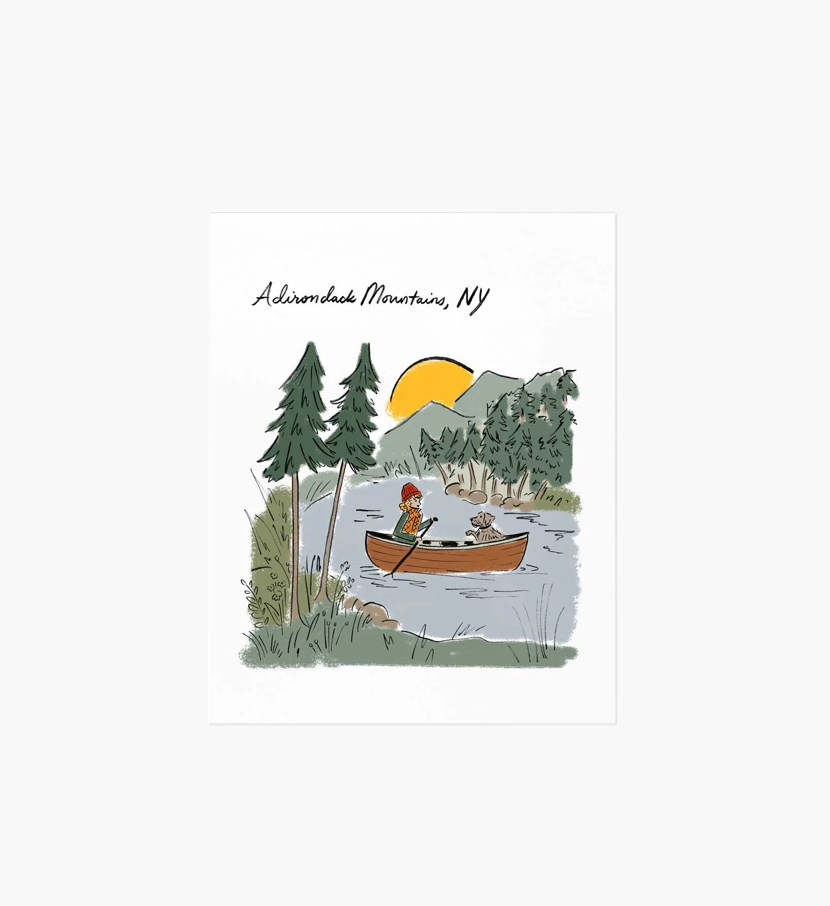 Adirondack Mountains Travel Sketch Art Print