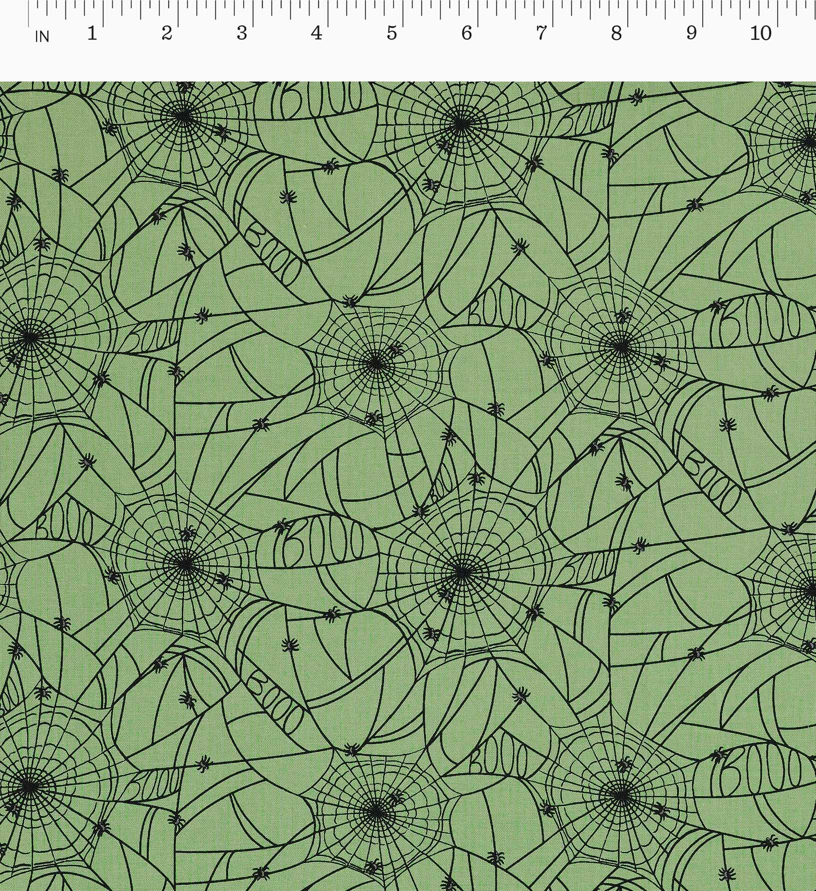 Spider Webs Cotton Fabric - Green
