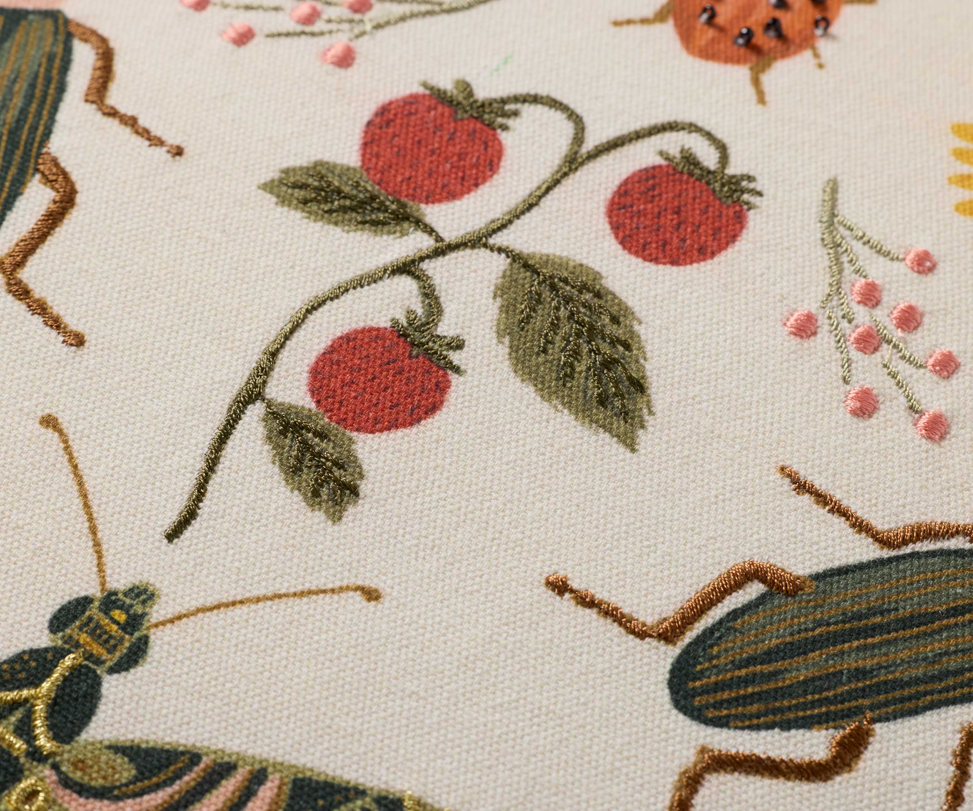 Curio Garden Embroidered Pillow - White