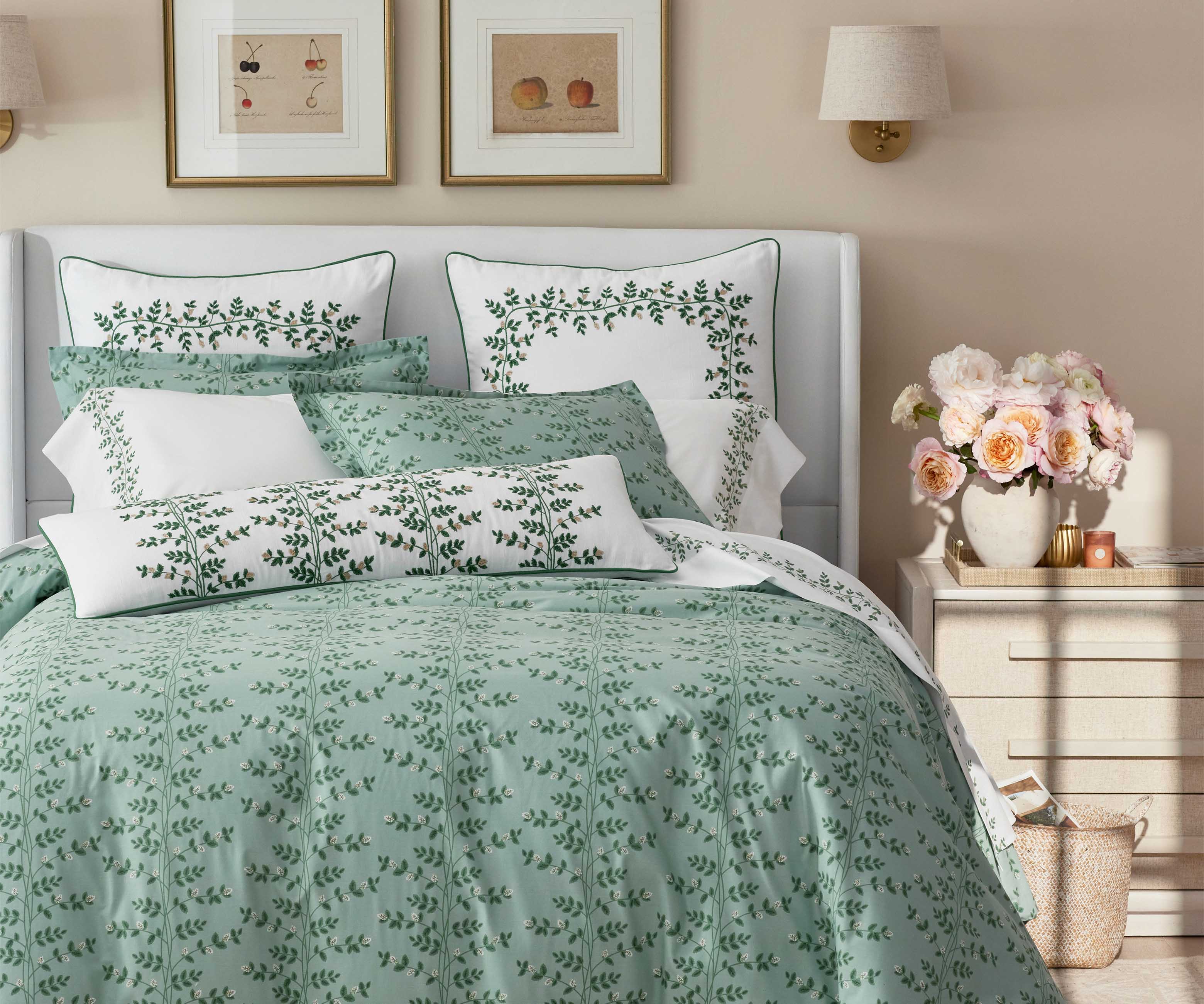 Percale Sham - Climbing Vines Sage