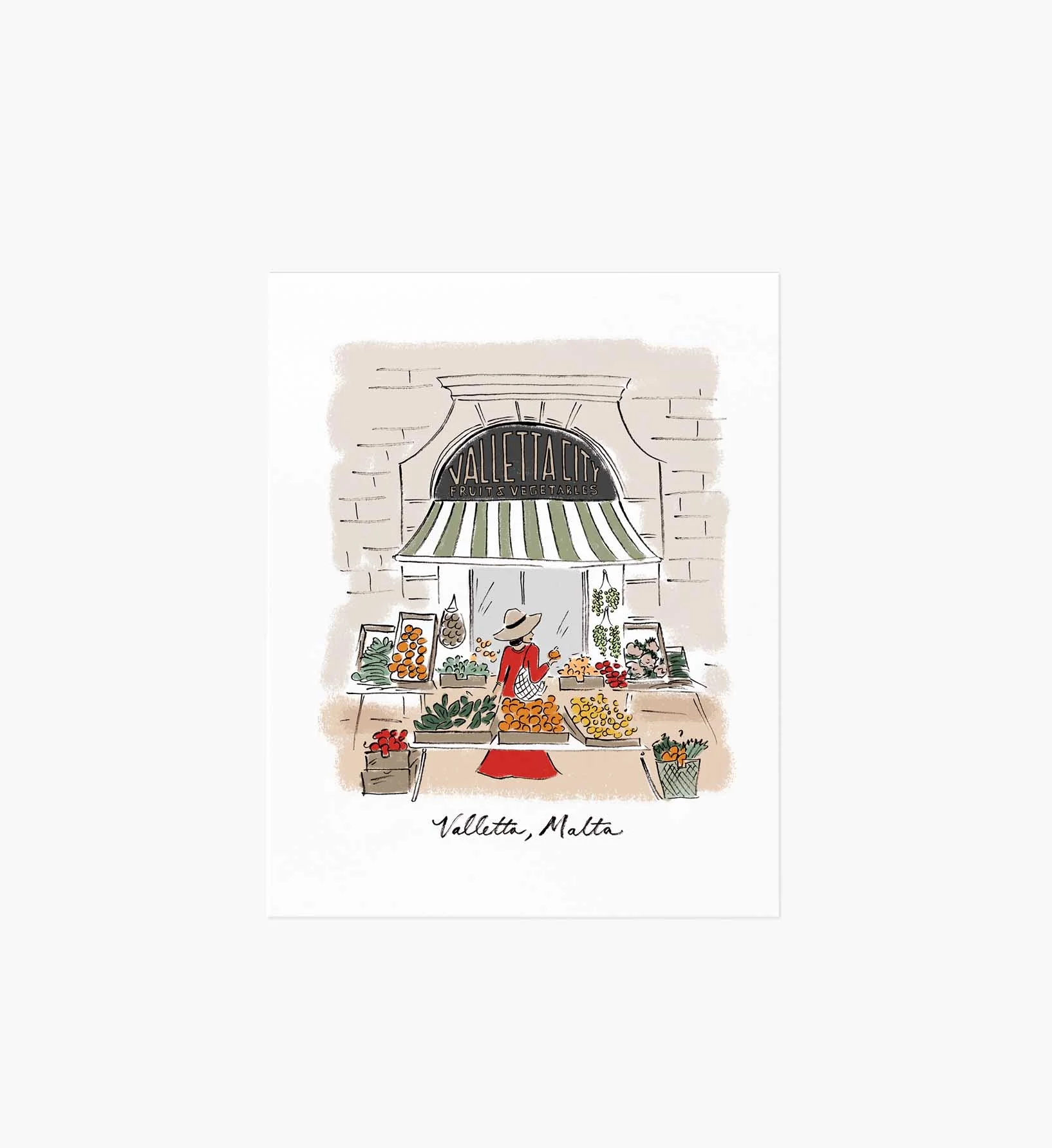 Valletta Travel Sketch Art Print