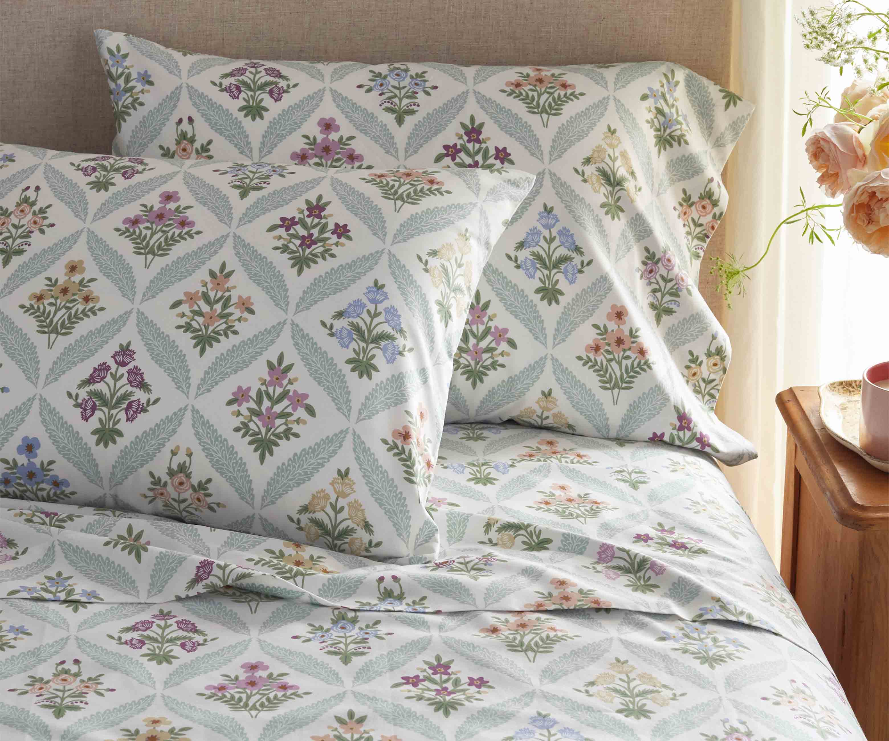 Sateen Fitted Sheet - Estee Garden