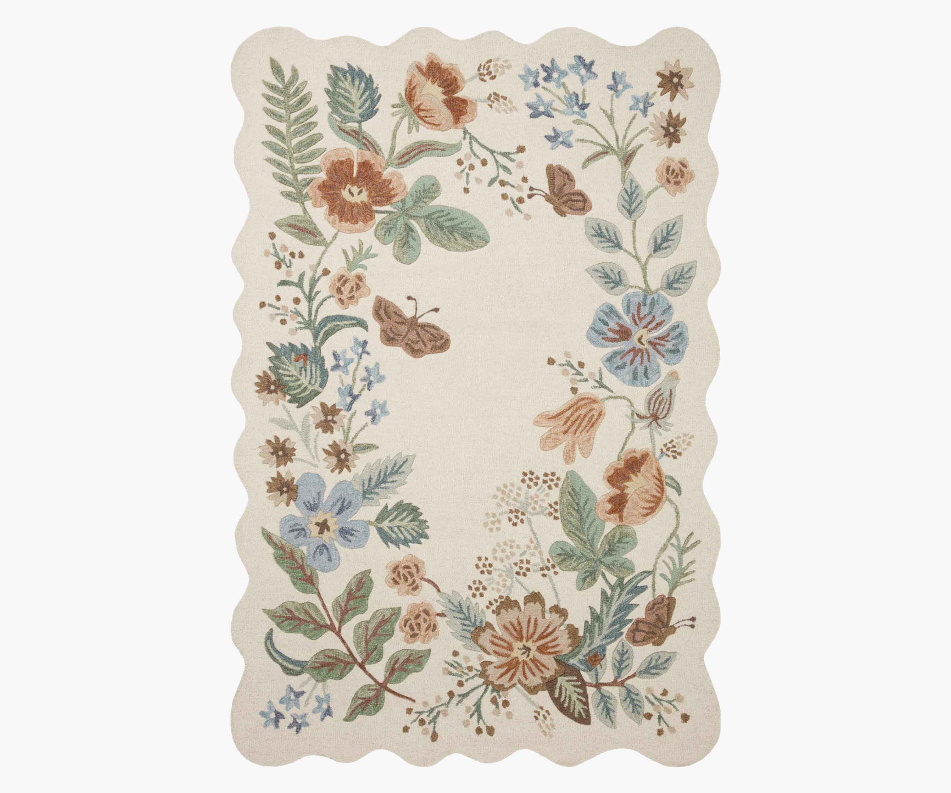 Strawberry Fields Wool-Hooked Rug - Cream