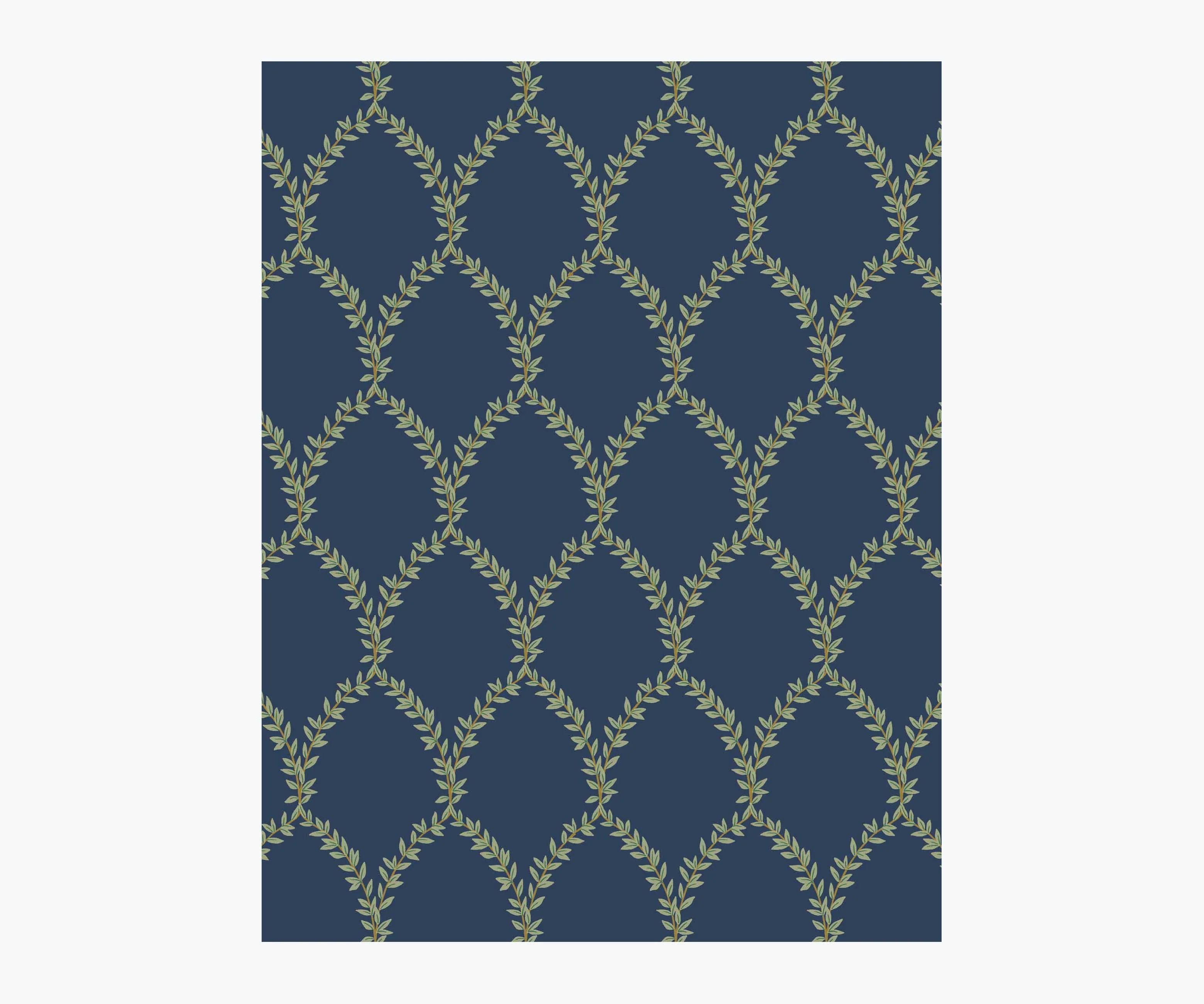 Laurel Wallpaper Sample - Navy