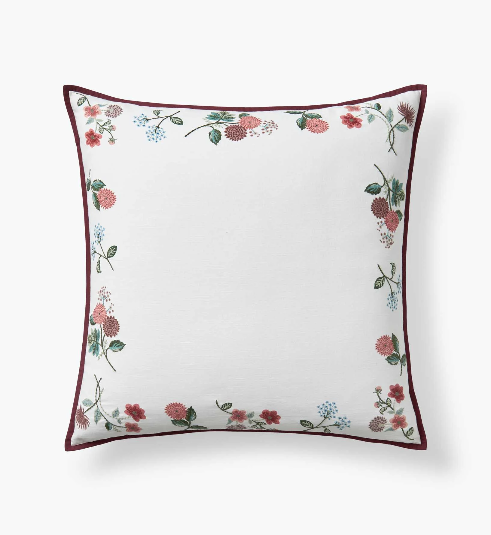 Embroidered Pillow Cover - Dahlia Ivory