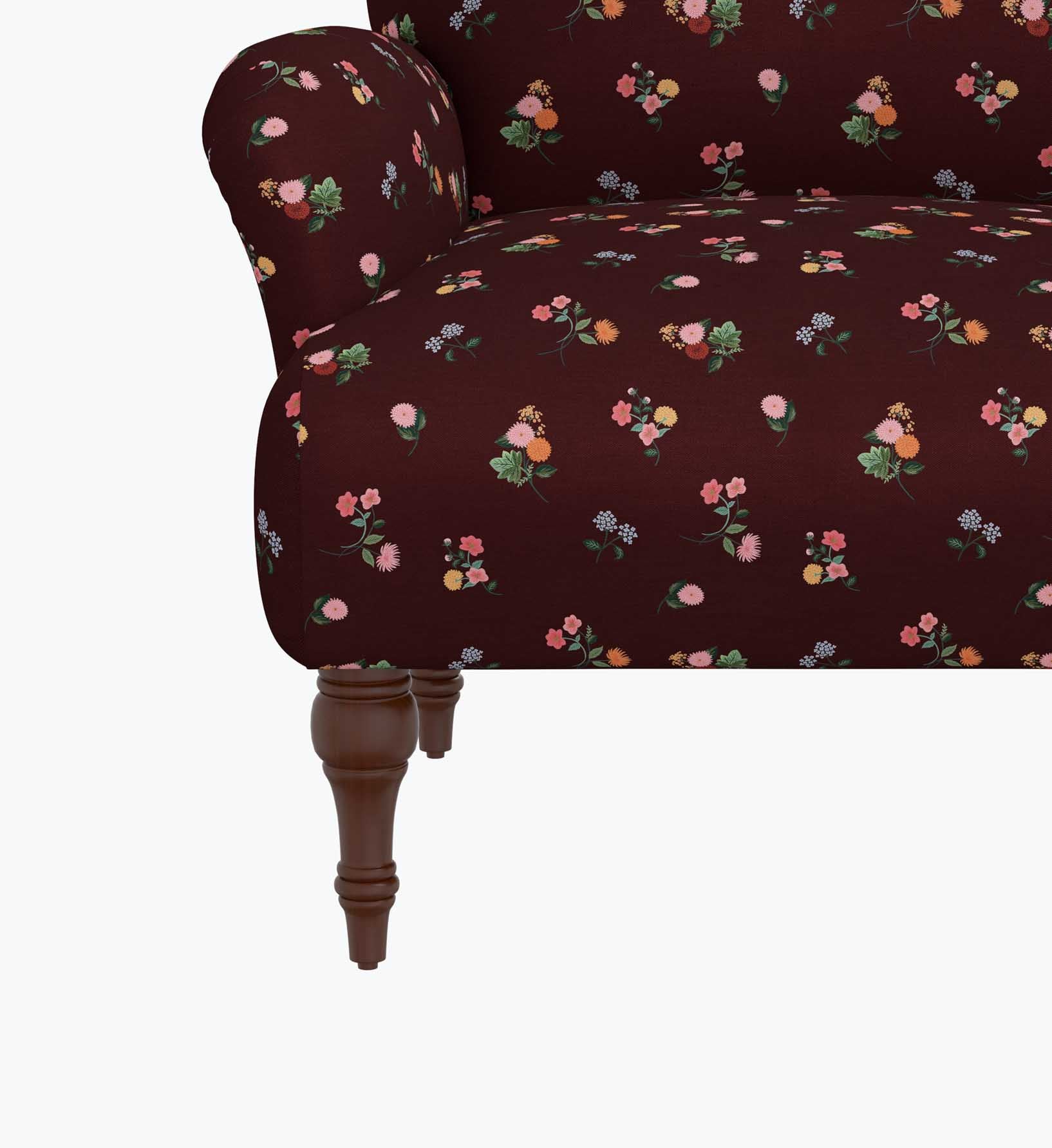 Bristol Armchair - Ditsy Dahlia Burgundy