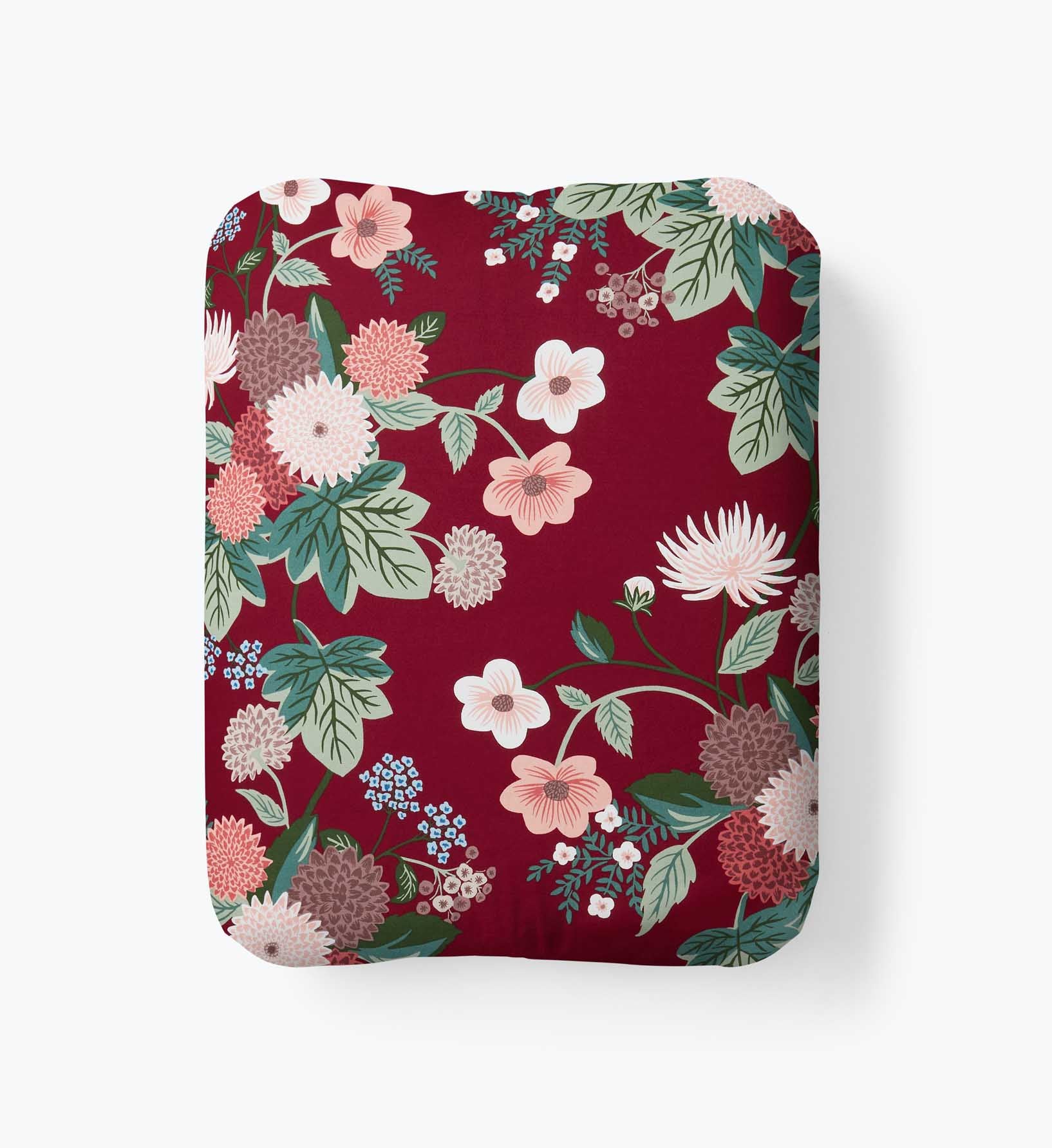 Percale Fitted Sheet - Dahlia Merlot