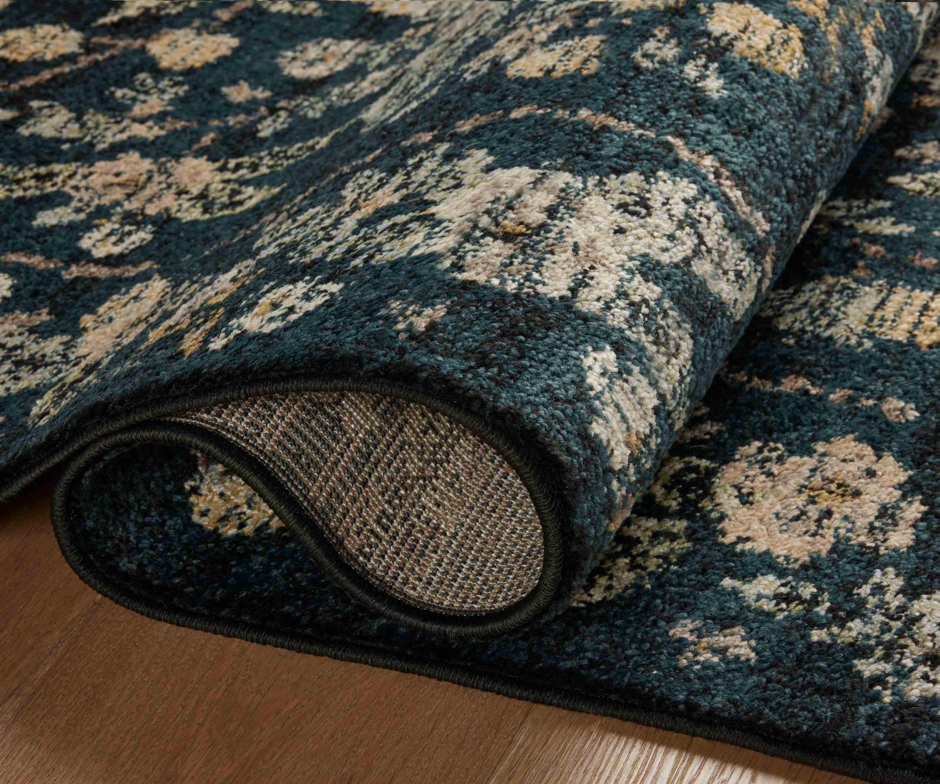 Laurel Peacock Garden Power Loomed Rug - Navy