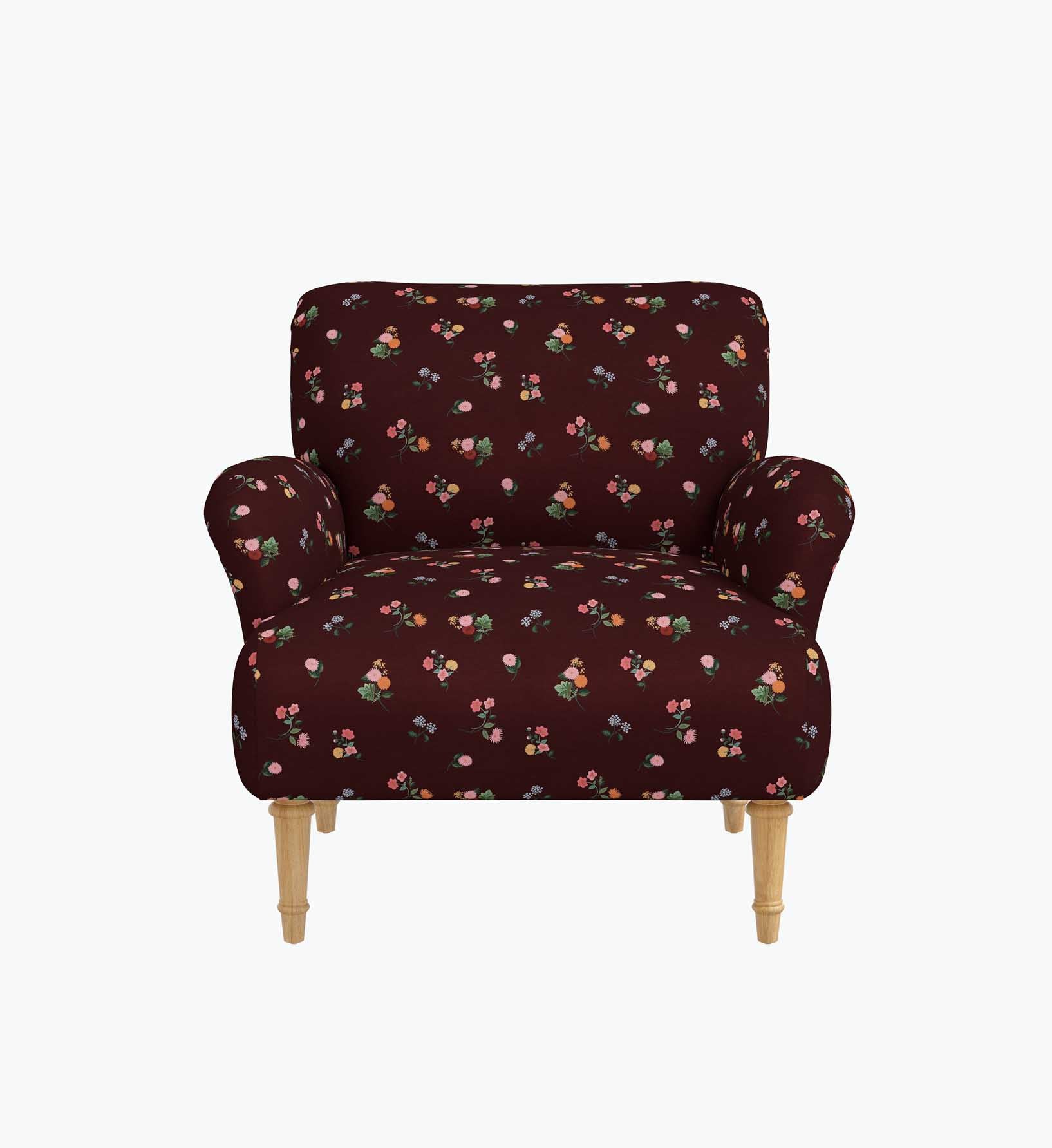 Bristol Armchair - Ditsy Dahlia Burgundy