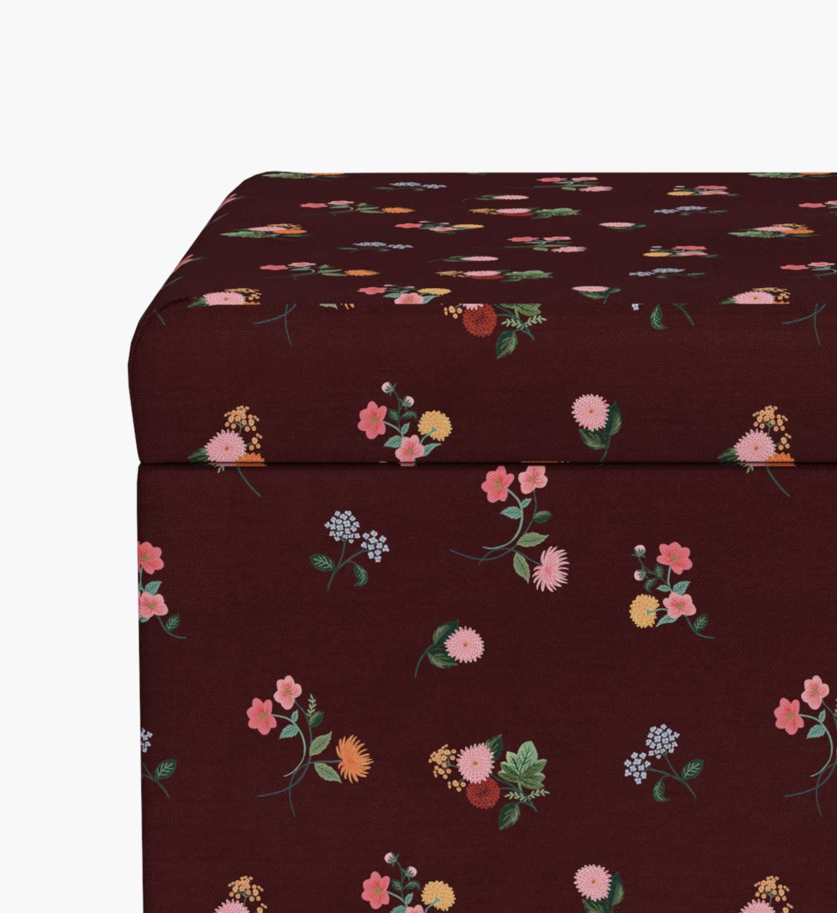Willie Storage Bench - Ditsy Dahlia Burgundy