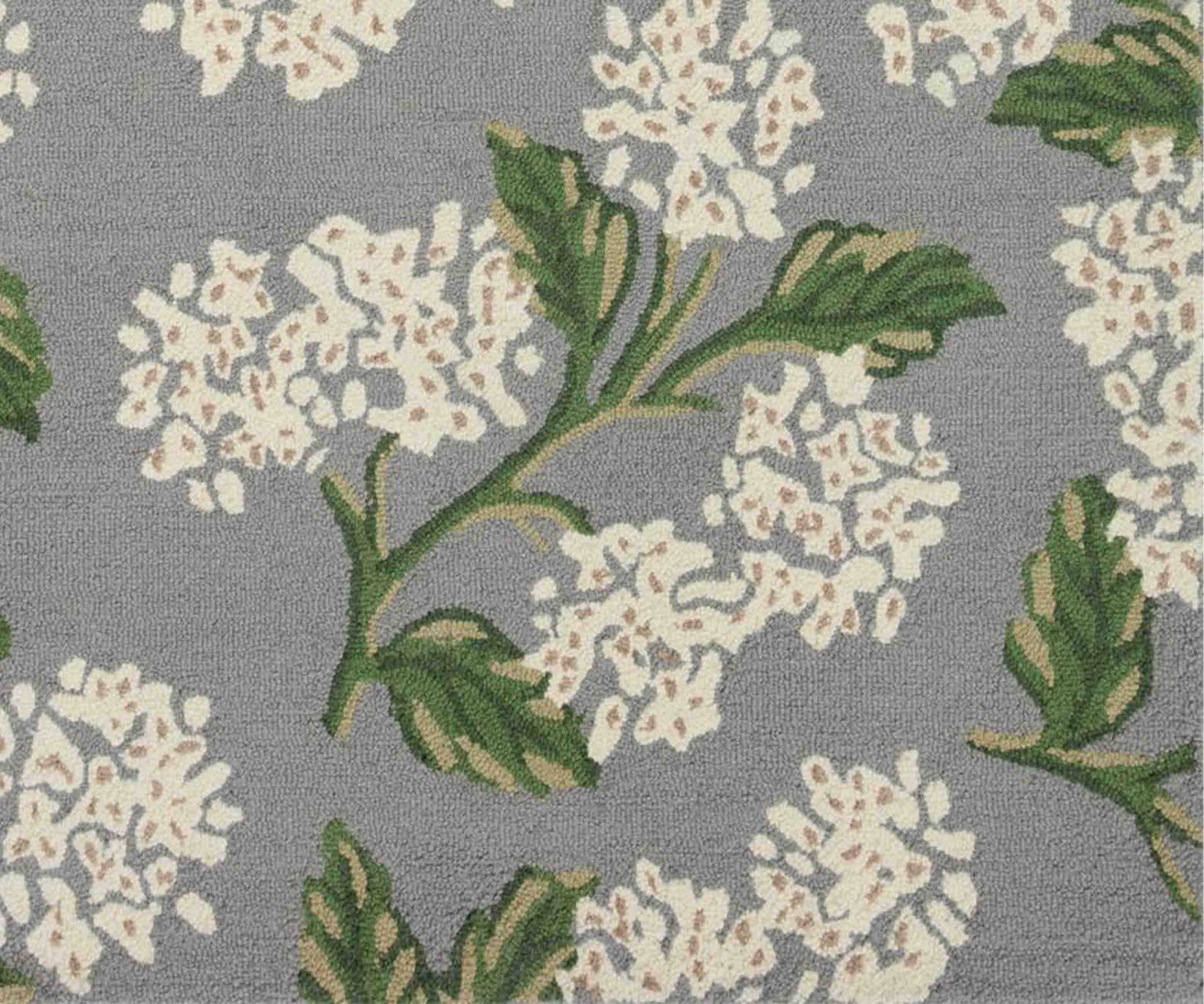 Joie Hydrangea Wool-Hooked Rug - Grey
