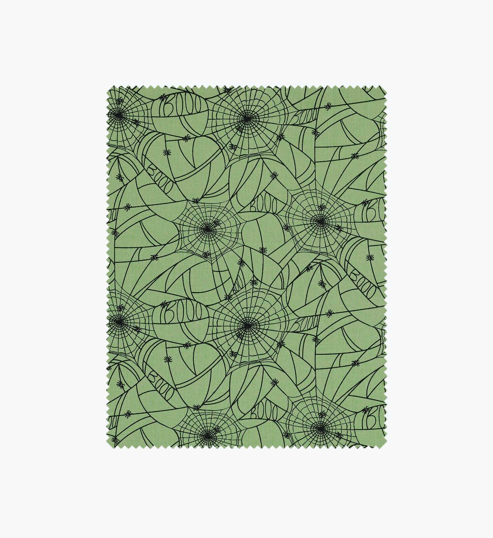 Spider Webs Cotton Fabric - Green