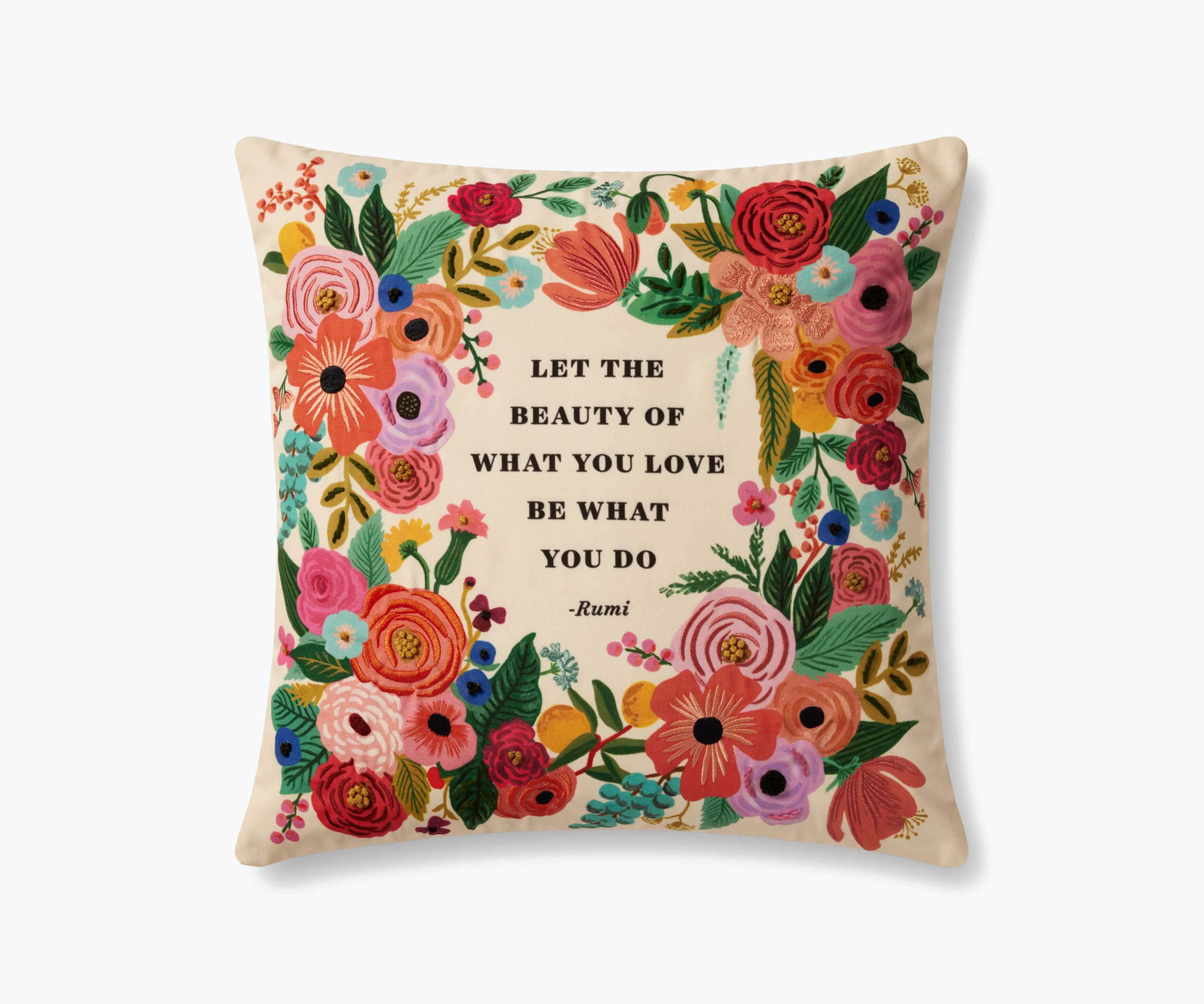 Beauty of What You Love Embroidered Pillow - Multi