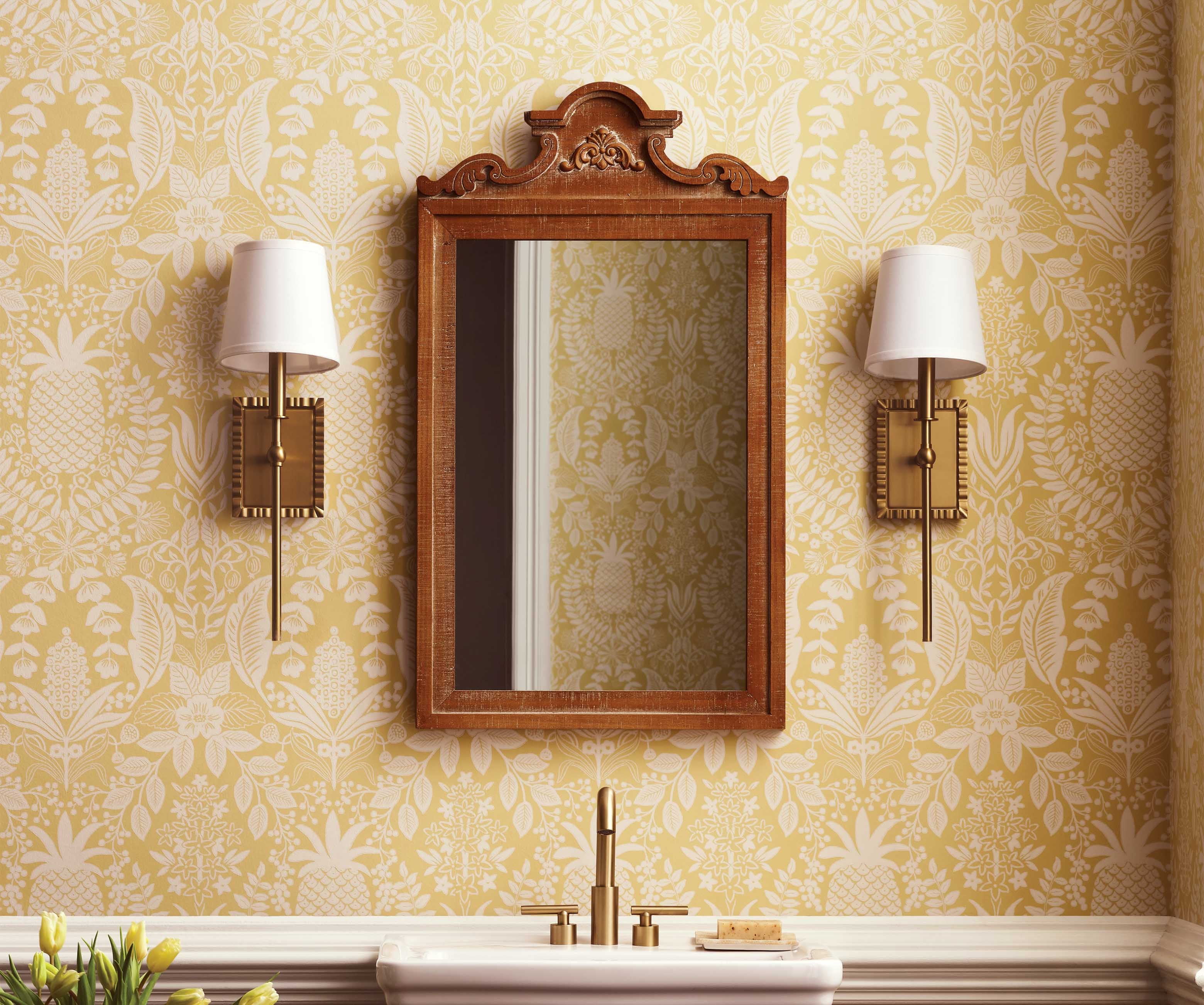 Pineapple Damask Wallpaper - Yellow