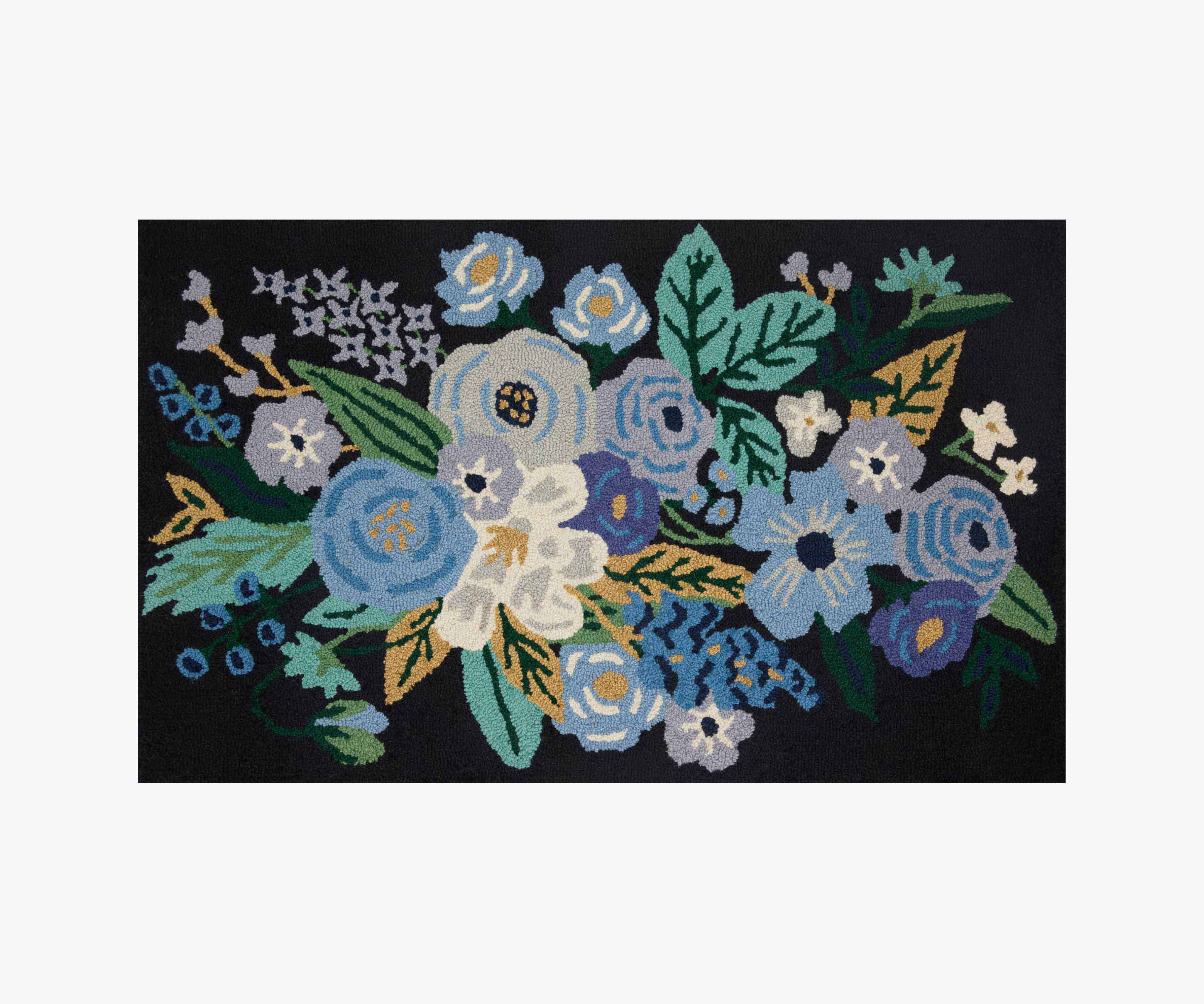 Minnie Garden Party Wool-Hooked Rug - Black