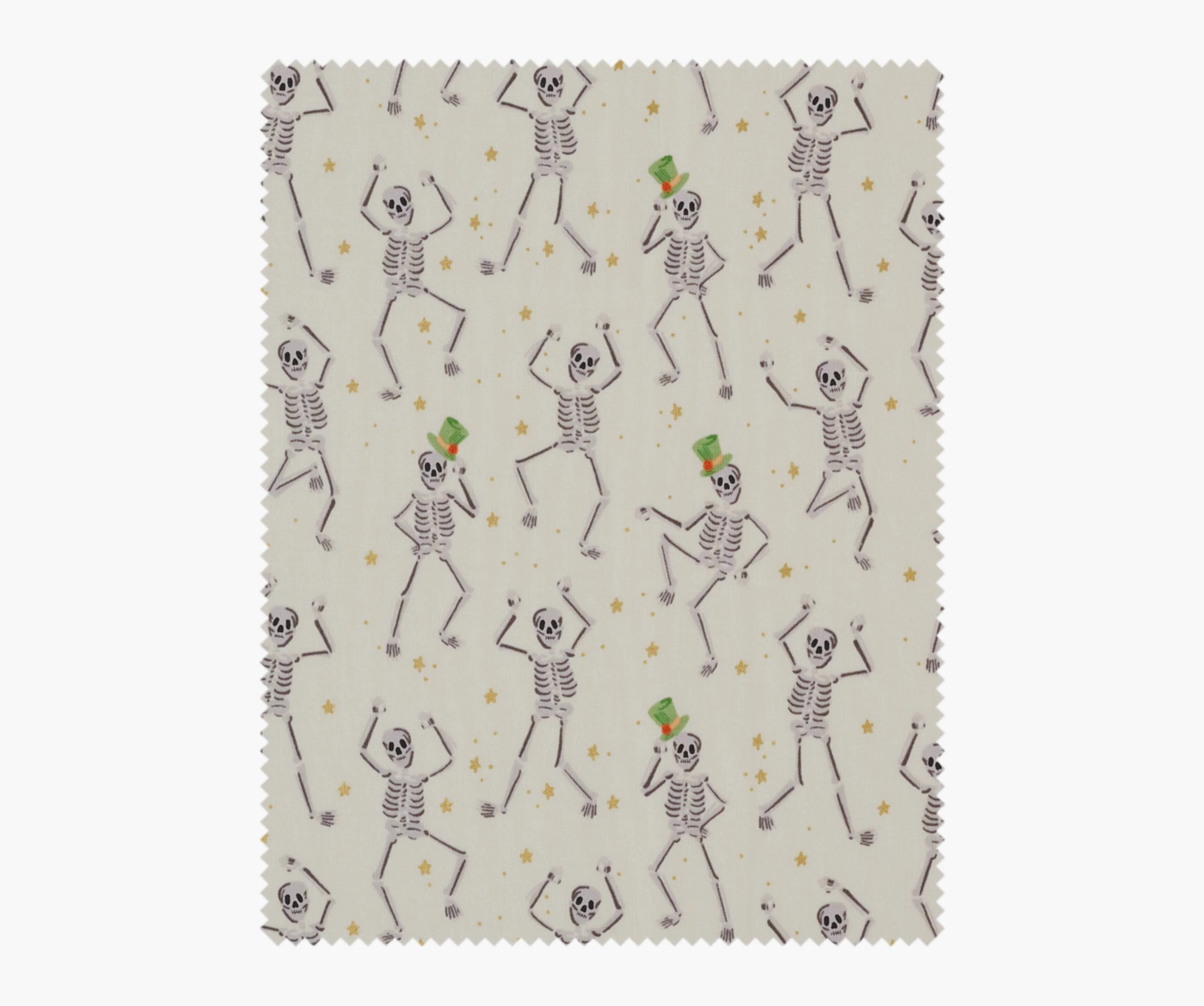 Skeletons Cotton Metallic Fabric - Cream