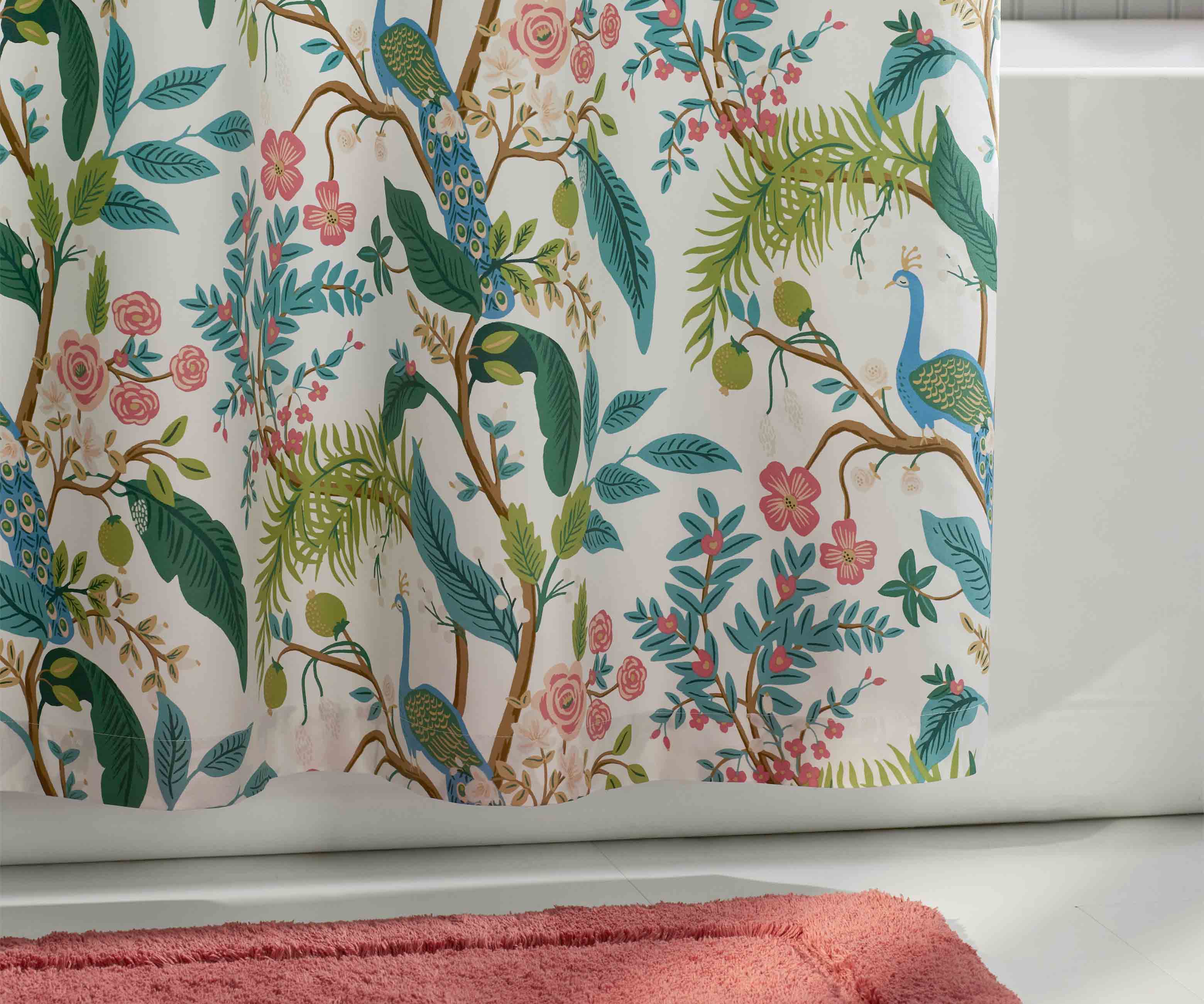 Sateen Shower Curtain - Peacock White