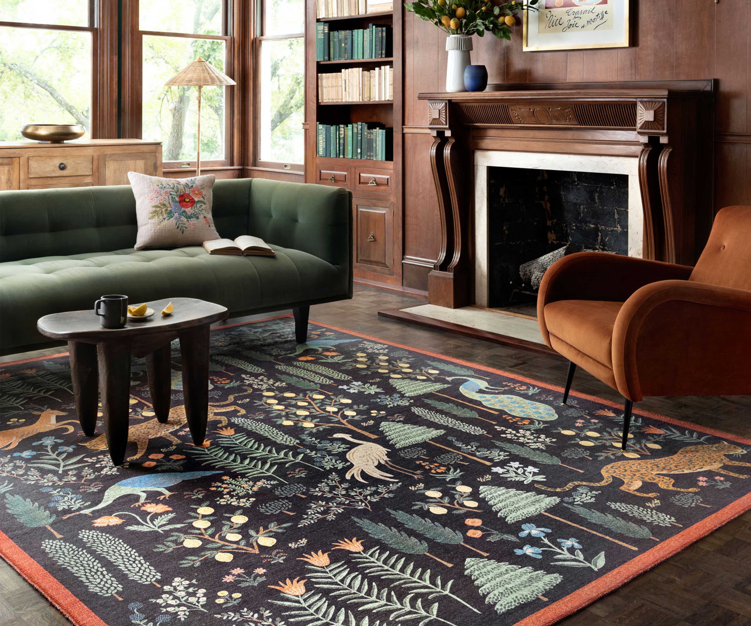 Menagerie Les Fauves Printed Rug - Black