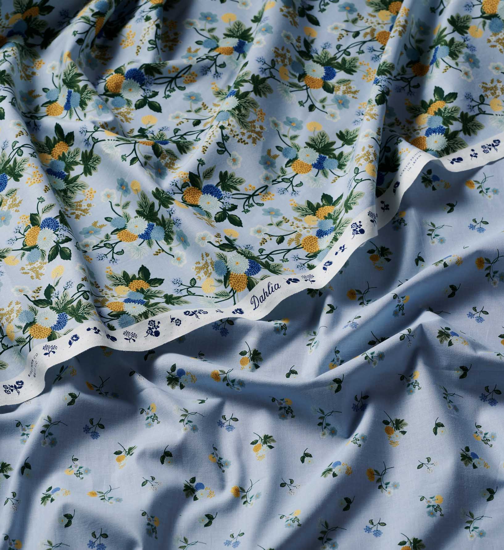 Dahlia Rayon Fabric - Blue