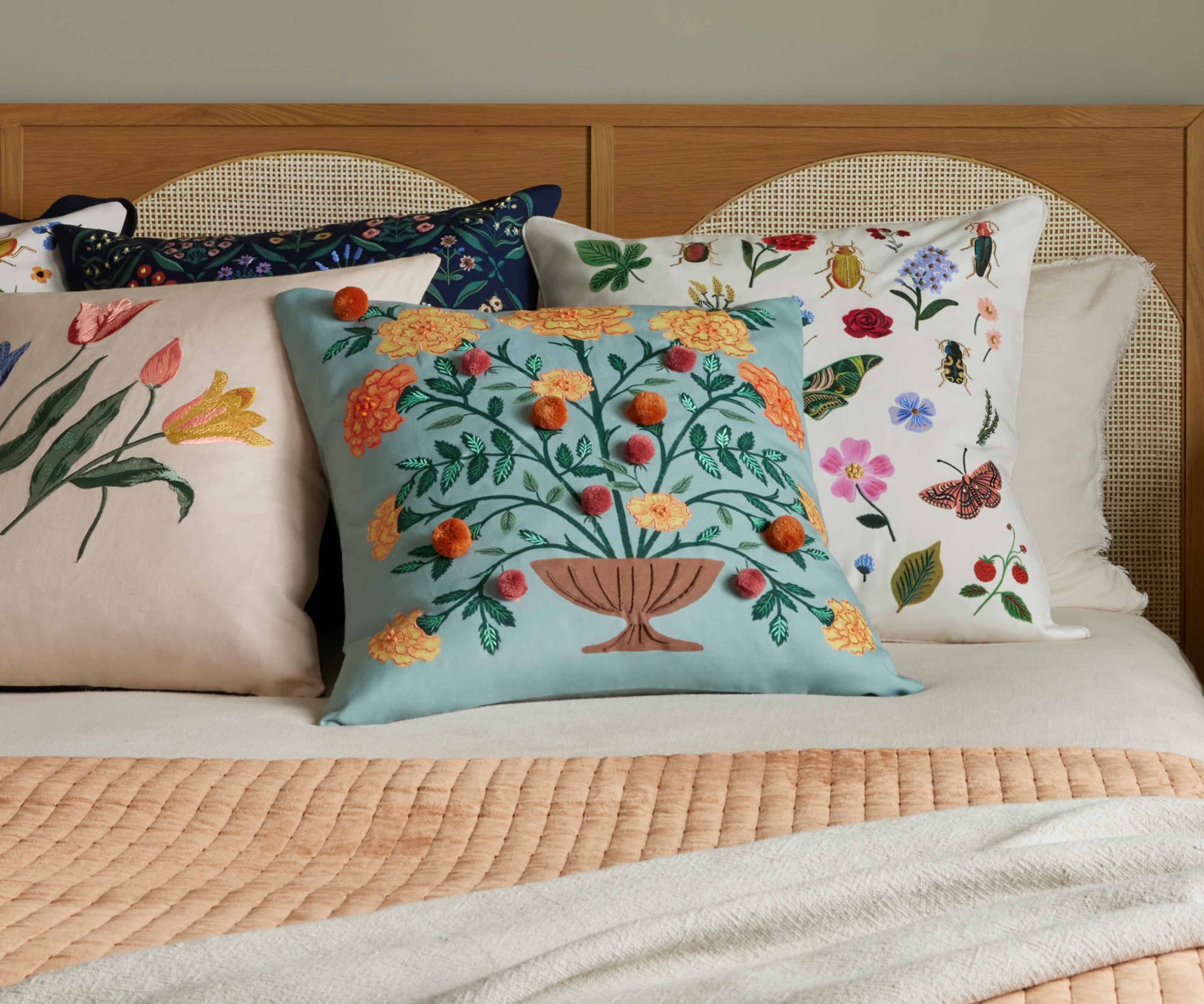 Marisol Embroidered Pillow - Light Green