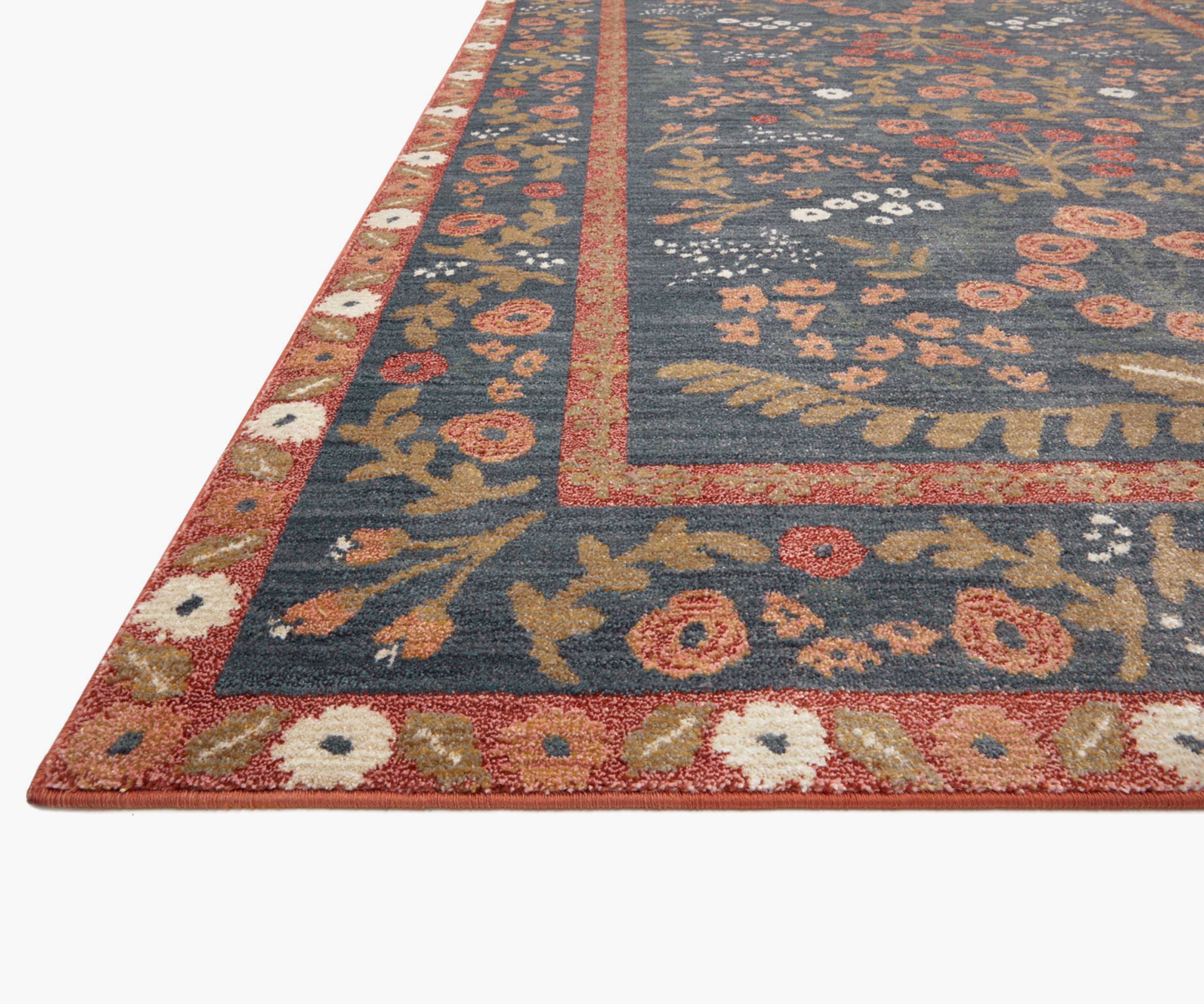 Fiore Florence Power Loomed Rug - Navy & Rust