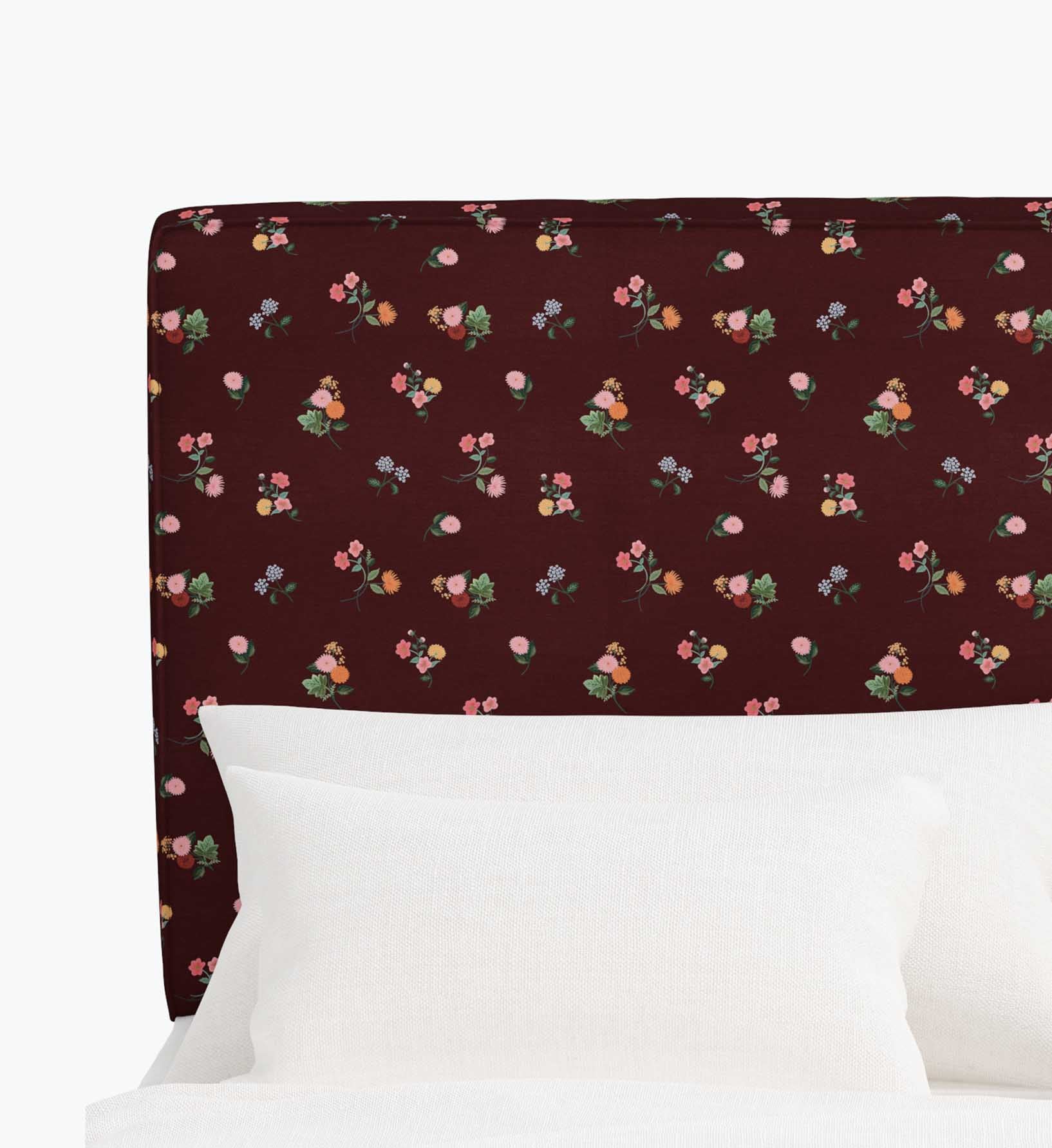 Elly Headboard - Ditsy Dahlia Burgundy