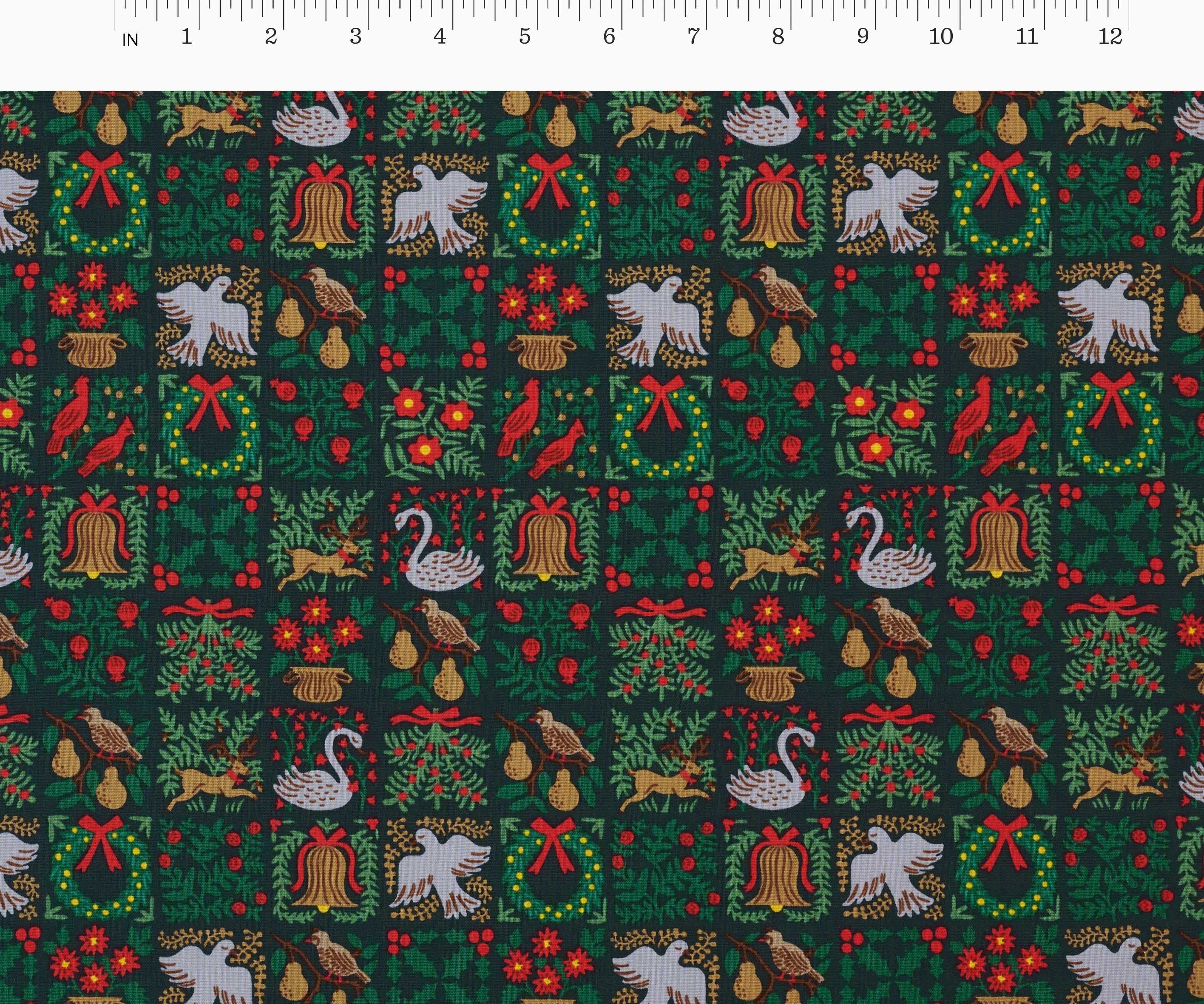 Christmastide Cotton Fabric - Evergreen