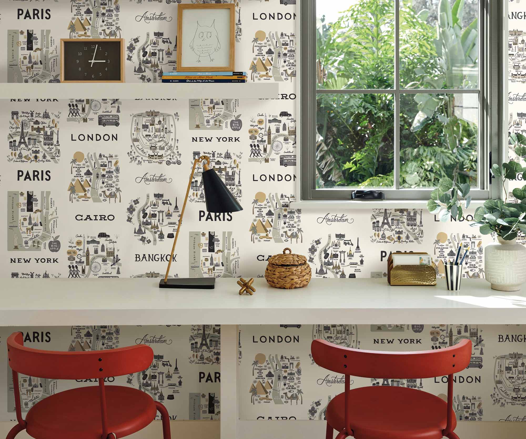 City Maps Wallpaper - Grey & Gold