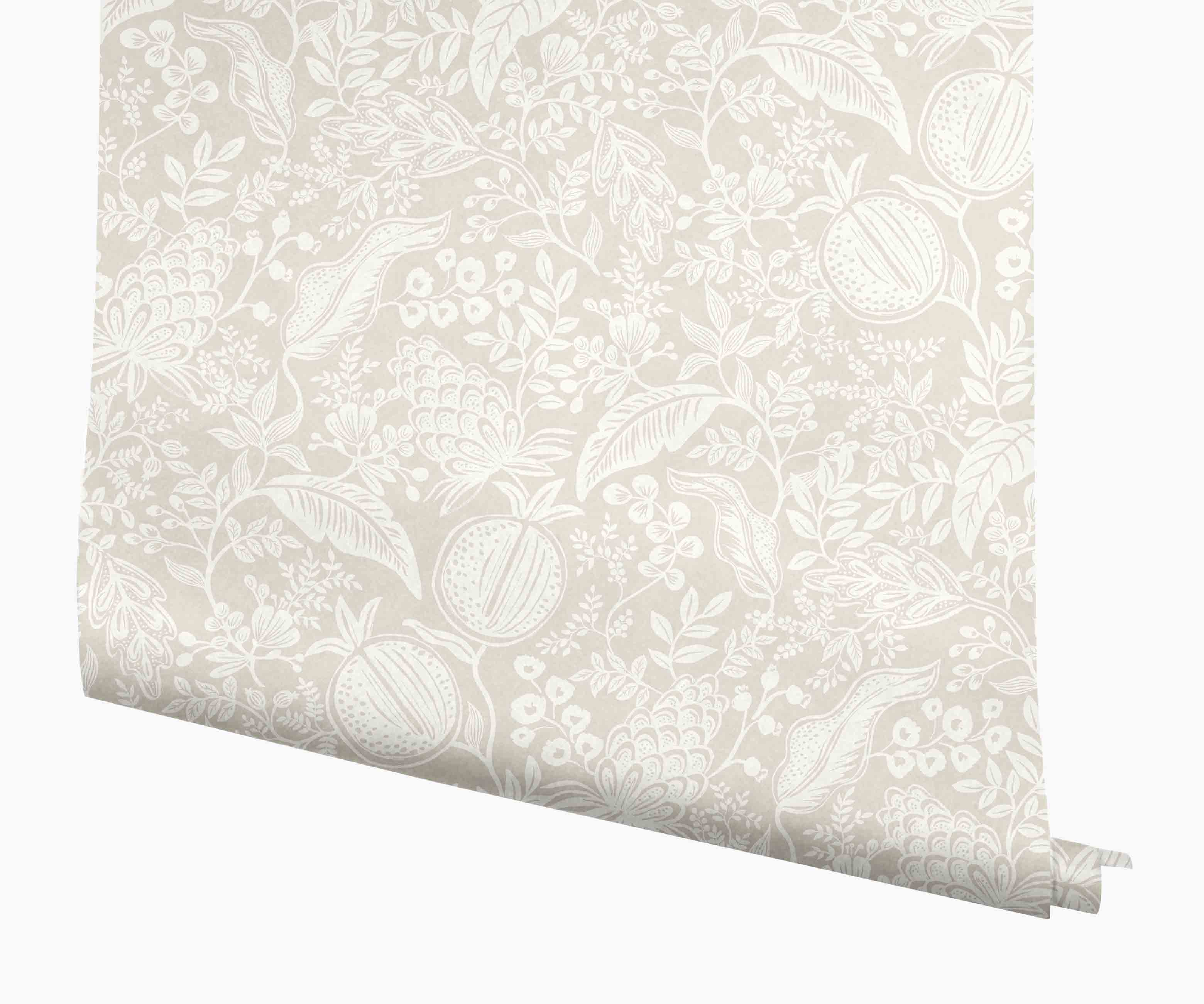 Pomegranate Wallpaper - Beige & White