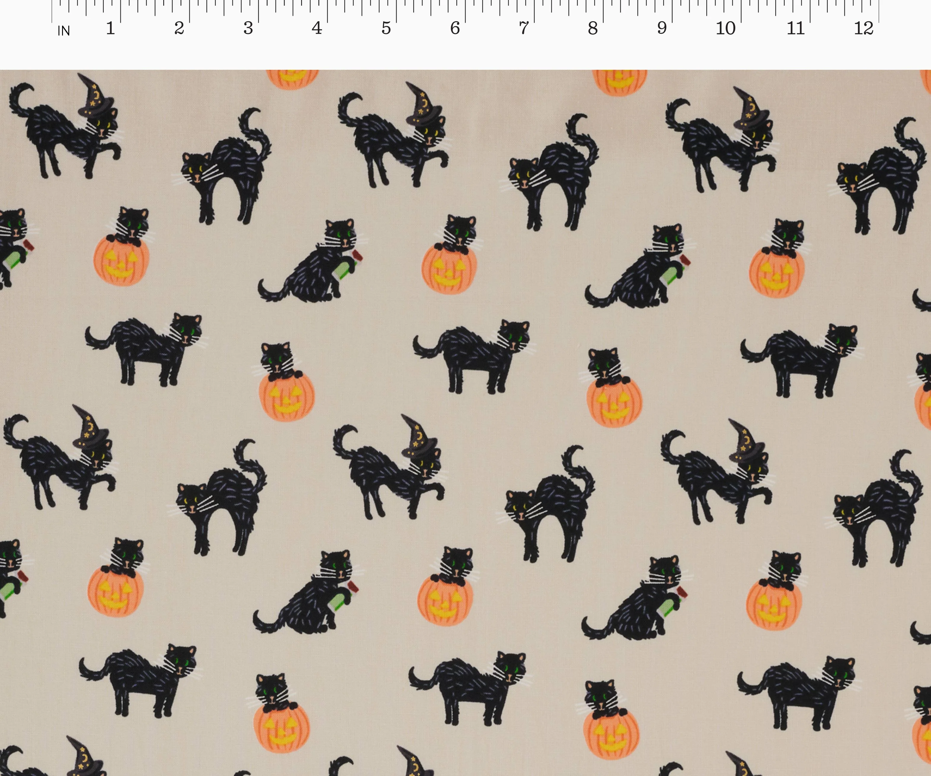 Black Cat Cotton Metallic Fabric - Linen