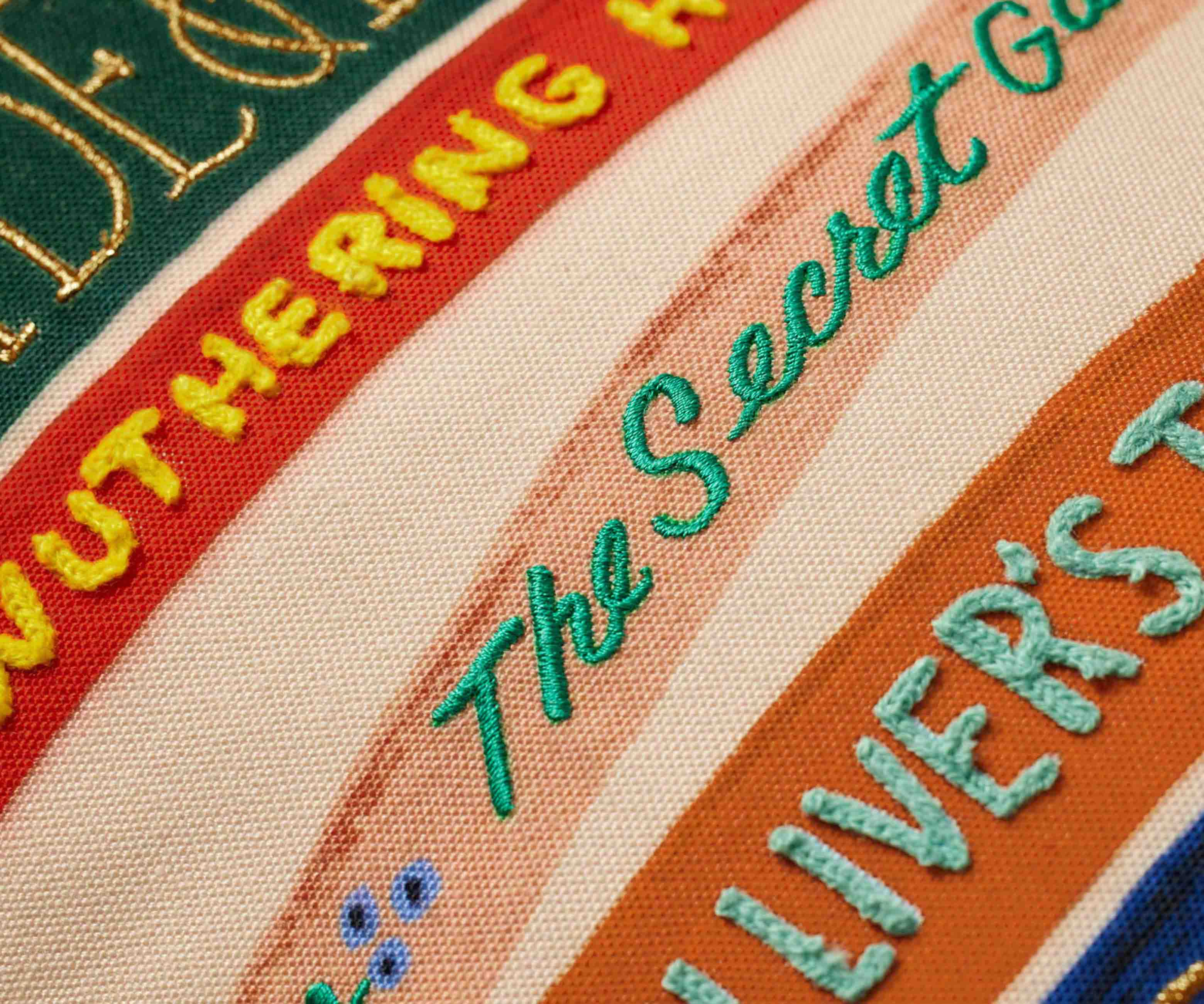 Book Club Embroidered Lumbar Pillow - Cream