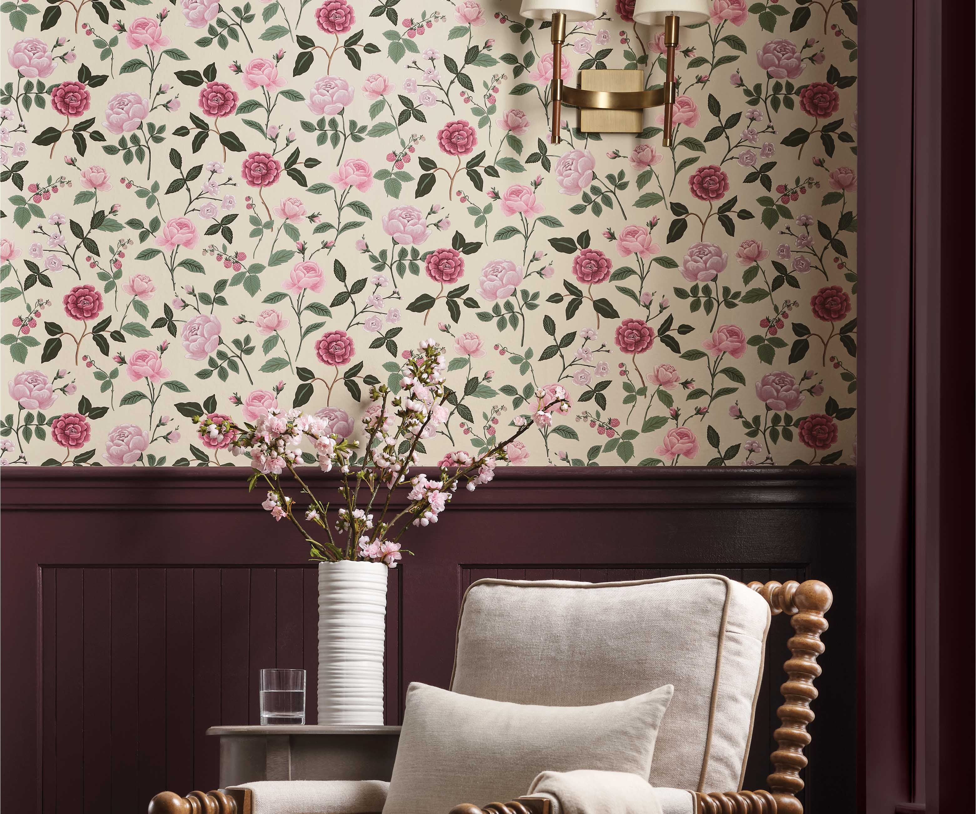 Roses Wallpaper Sample - Linen