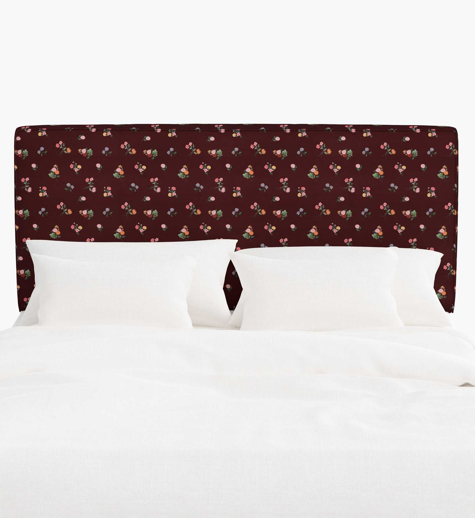 Elly Headboard - Ditsy Dahlia Burgundy