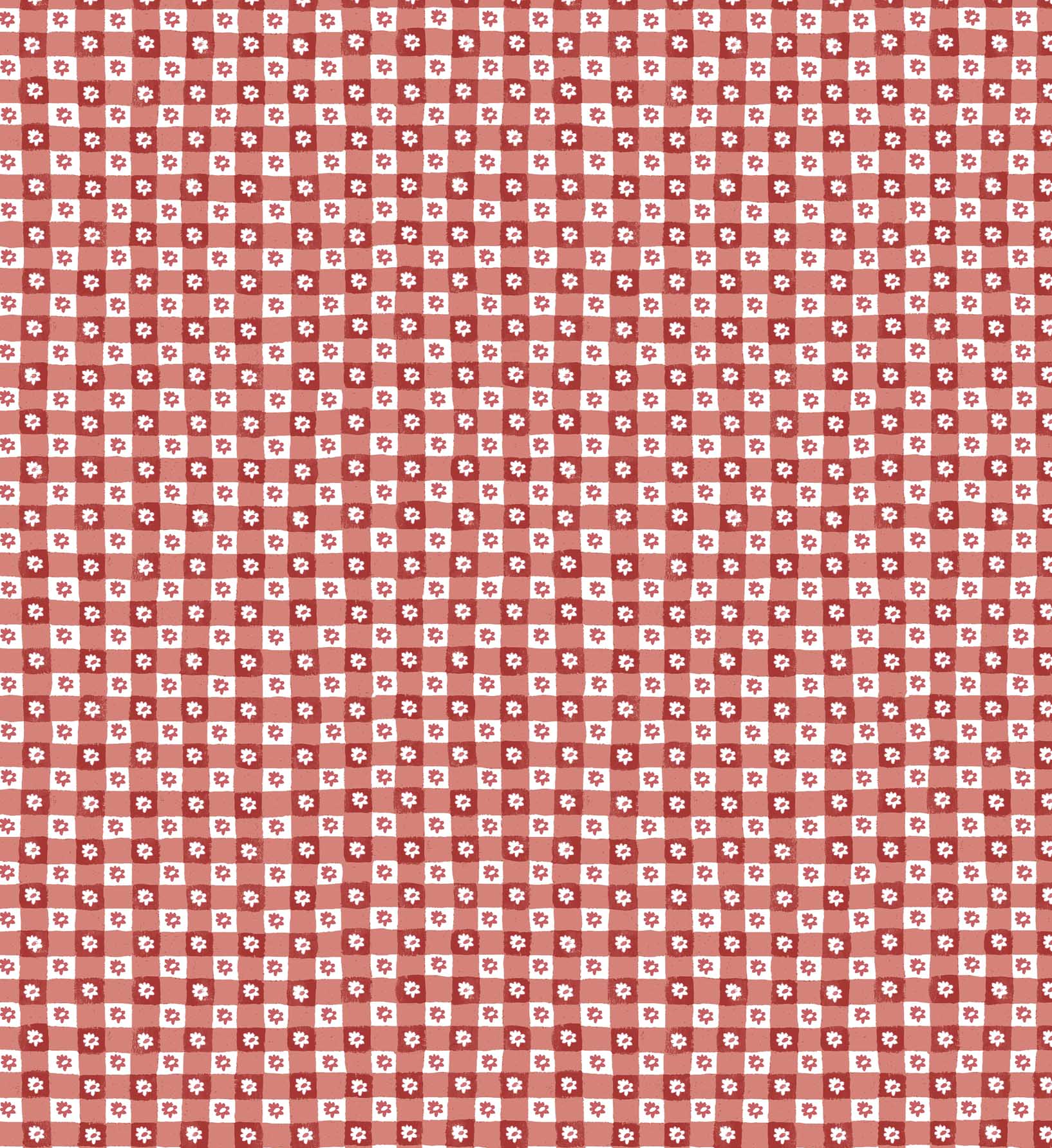 Daisy Gingham Peel & Stick Wallpaper - Red