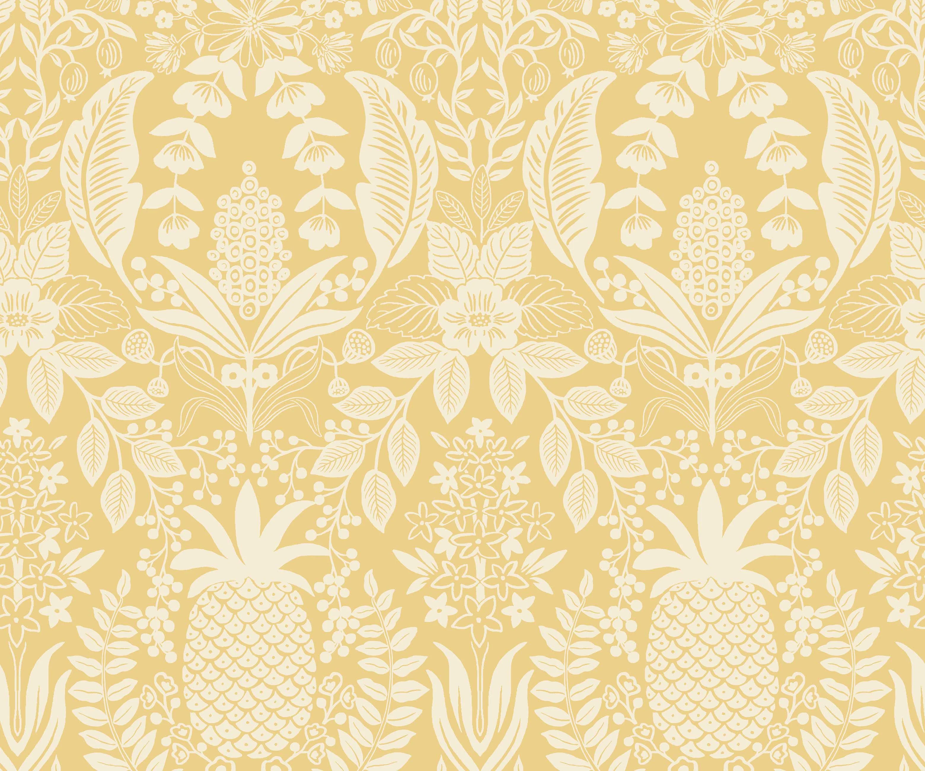 Pineapple Damask Wallpaper - Yellow